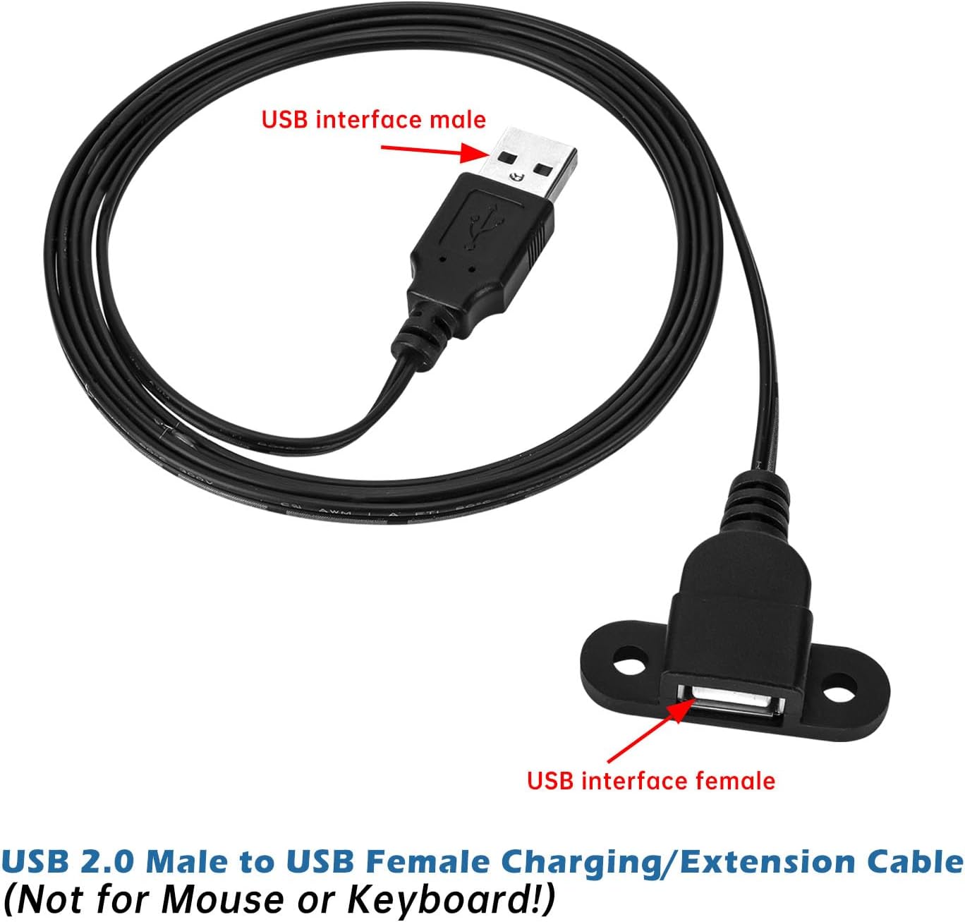 5ft (1 1 QiCheng&LYS USB Male to Single Female Extension Cable Charging Cable, Furniture nightstand Sofa Electric