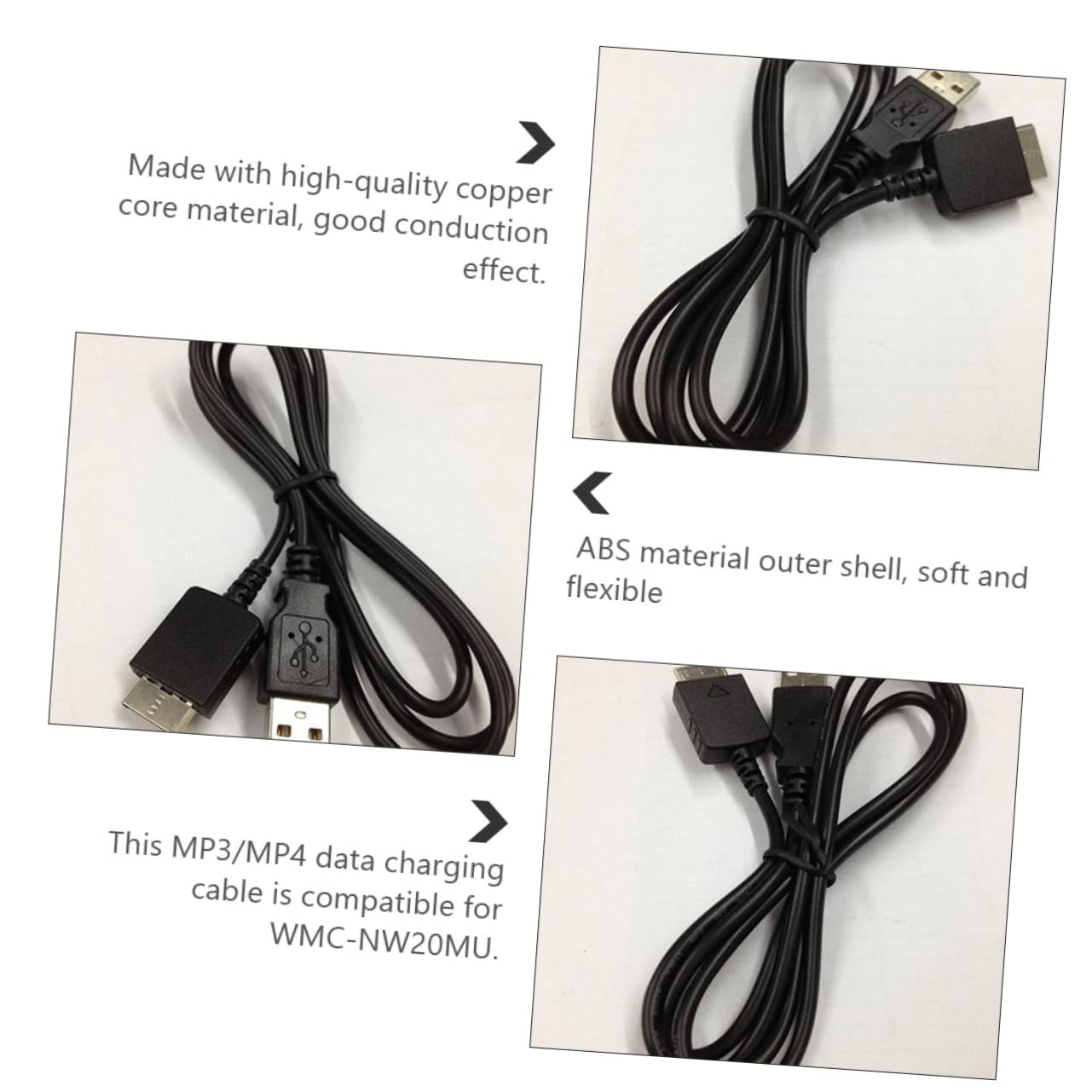 2pcs Player Charger Cable Compatible -nwmu USB Data Wire Cord for Media Player Professional Design for Easy Use