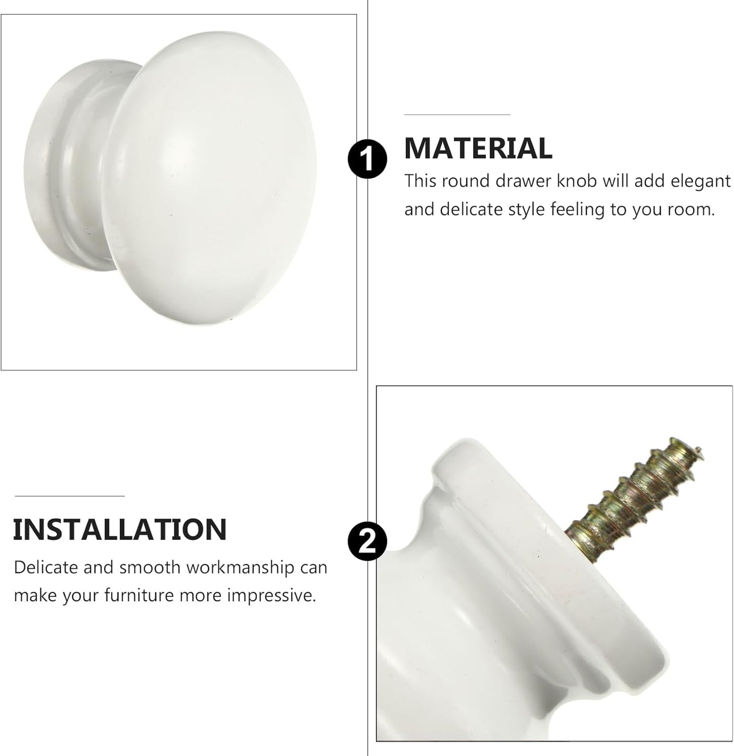 Uonlytech Cabinet Knobs - 8Pcs Self-Tapping Solid Wood Round Handles for Easy Installation | Durable Furniture Pulls