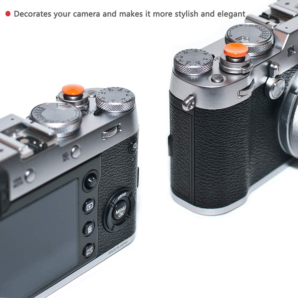 11mm 10mm Surface(2 Pack) VKO Orange Metal Soft Shutter Release Button,Delicate Camera Shutter Button Concave Convex
