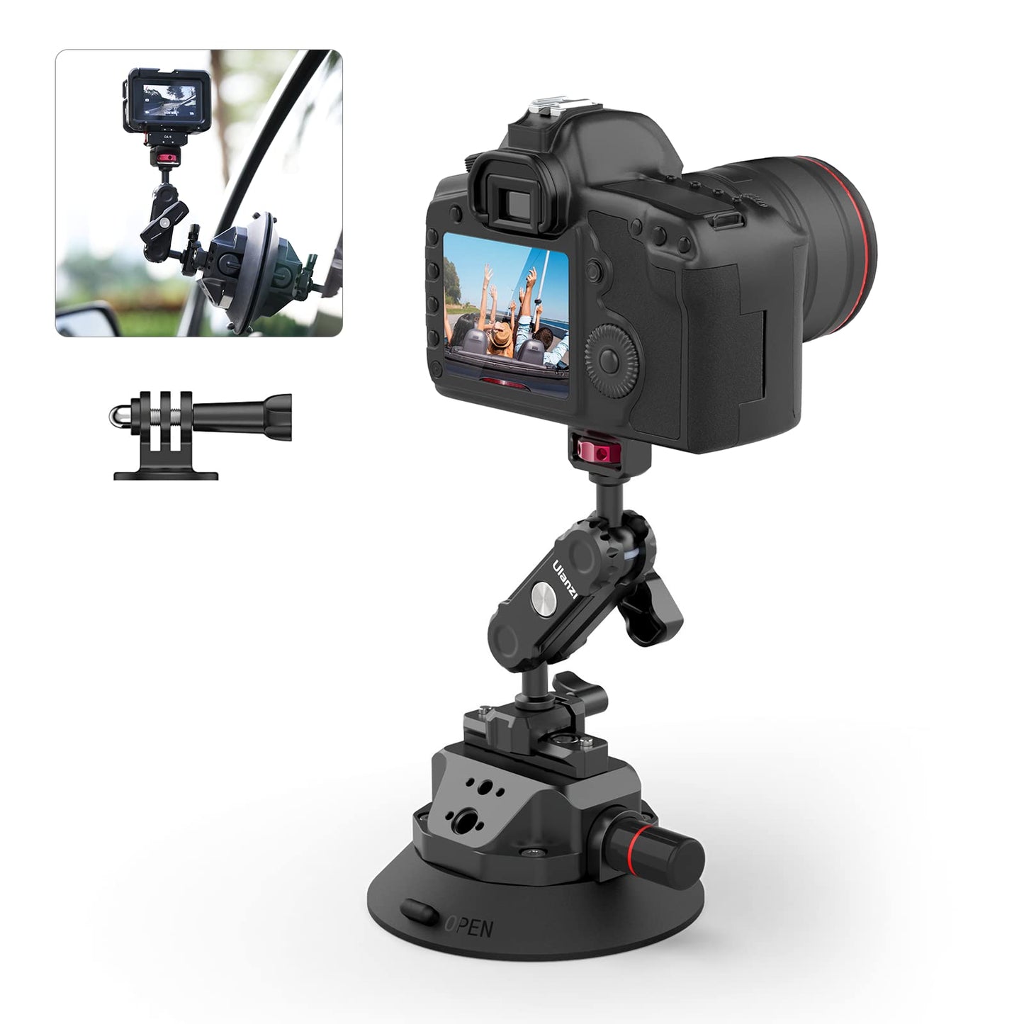 Ulanzi SC-02 Heavy-Duty Suction Cup Mount for Camera/Accessory (4.5"), Pump-actived Vacuum Camera Suction Cup Mount for Action Cameras w Quick Release NATO Magic Arm Car Boat Windshield Window Mount