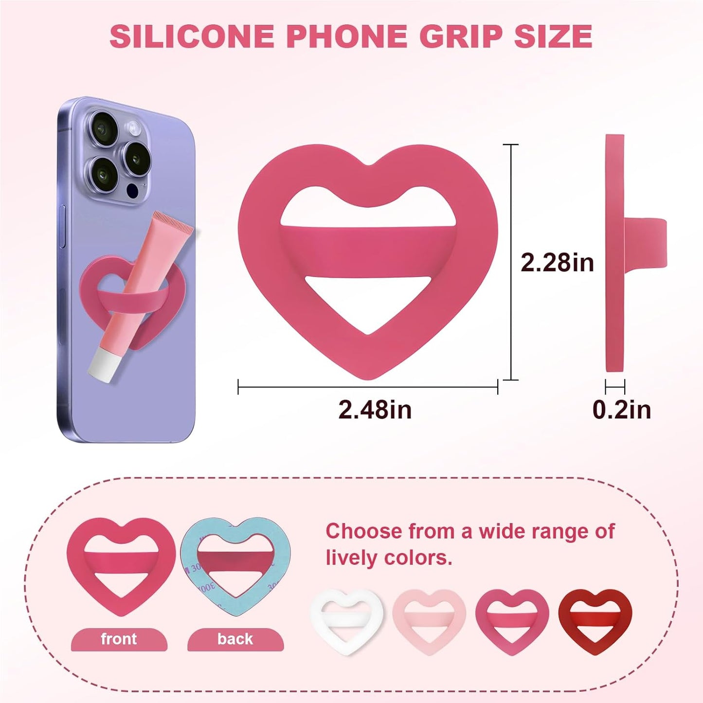 Aorotost Silicone Loop Ring Grip Holder, Self-Adhesive Love Finger Loop Holder, Soft and Portable,Compatible Most Phone
