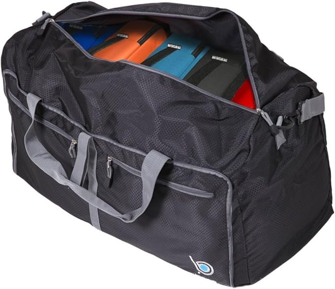 Bago Large Foldable Duffel Bags for Traveling Women & Men - 80L Packable Duffle Bag for Travel with Shoe Compartment - Water Repellant, Heavy Duty, Lightweight Folding & Collapsible (SnowDepPurple)