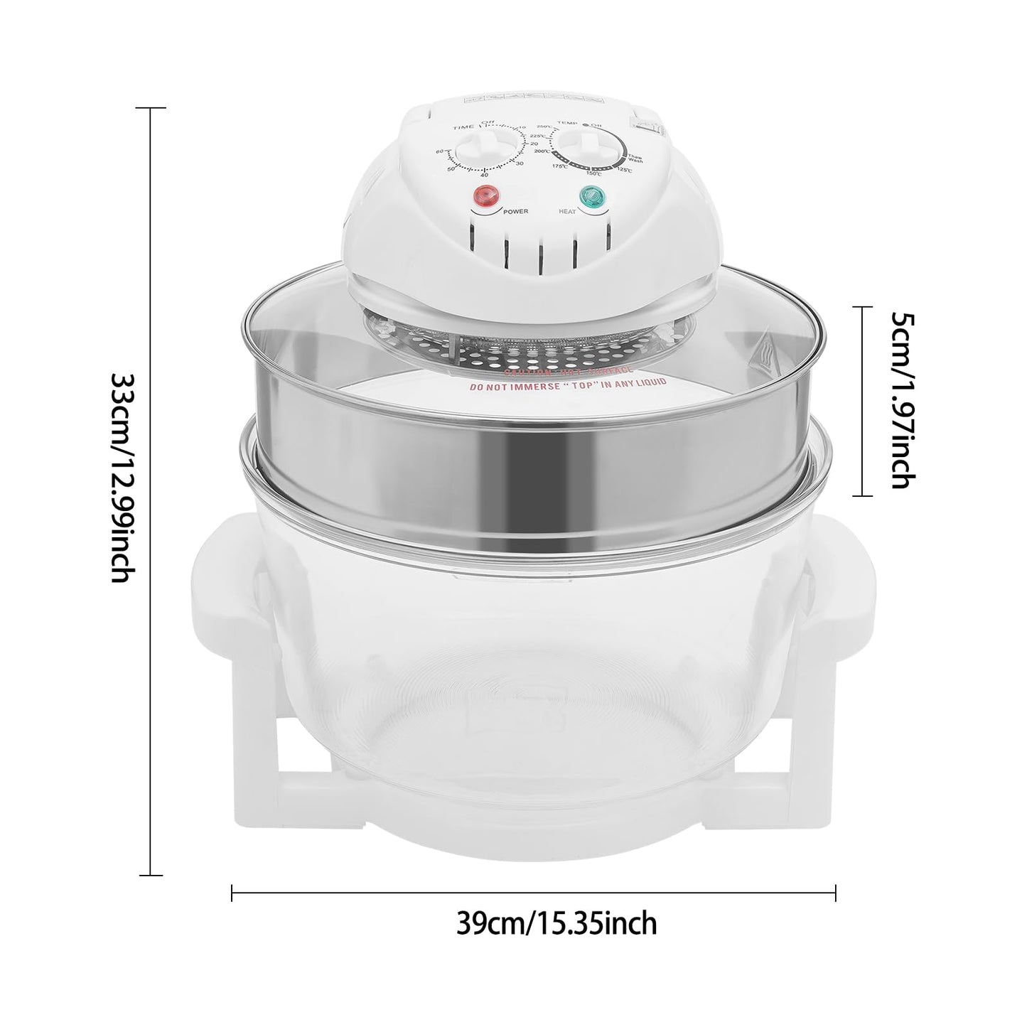 Ageanbri 17L Glass Air Fryer, 360-Degree and 110V Viewable Convection Oven with Adjustable Expansion Ring for Home Use, Oil-Free Cooking，French Fries,Fish,Cake
