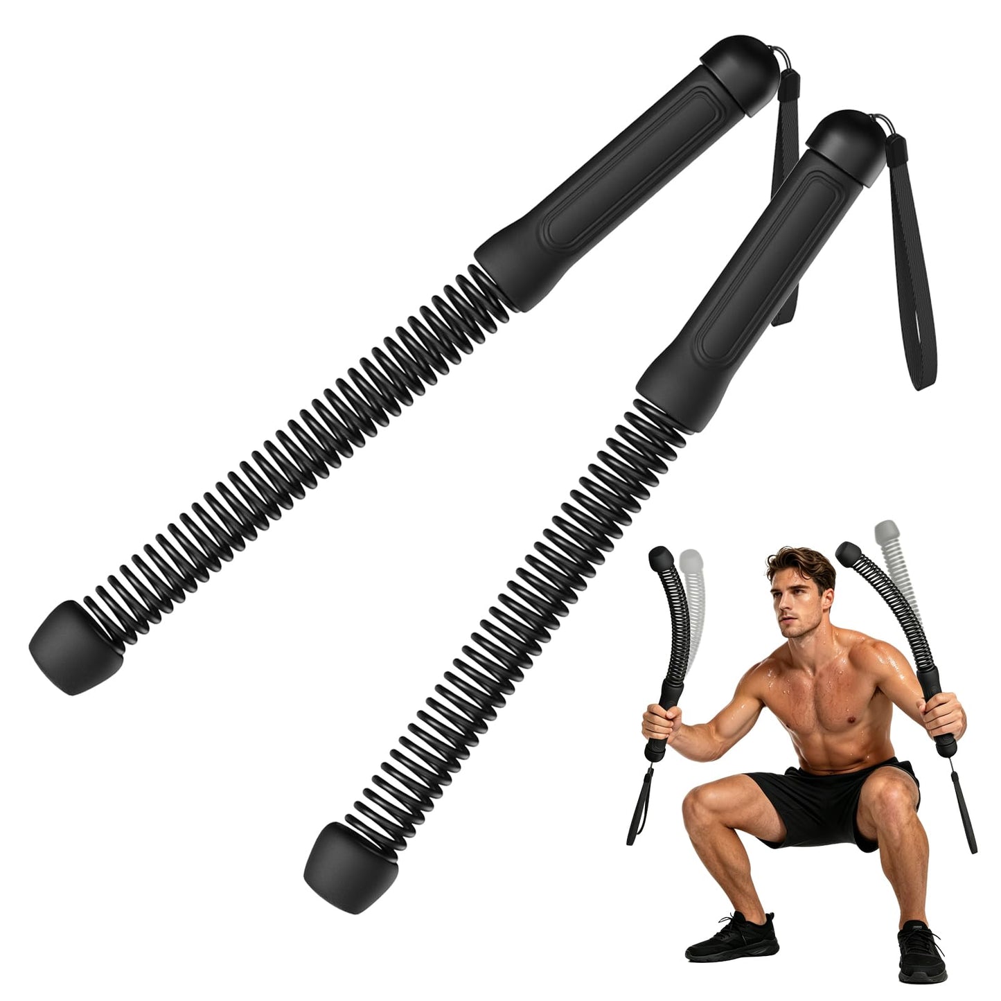PureWellness Battle Ropes, Weighted Ropeless Battle Rope with Adjustable Resistance Springs for Home Gym Exercise, Portable Workout Equipment for Strength Training & Cardio Fitness
