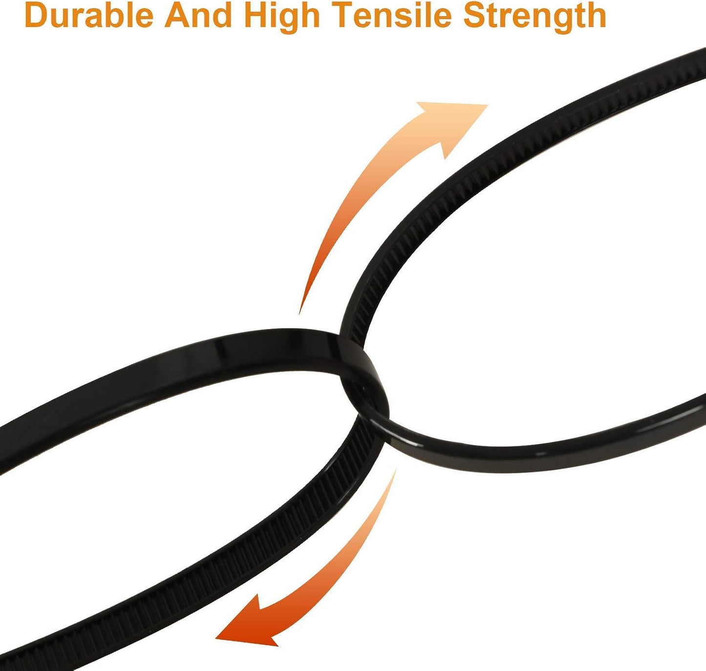 100Pcs 8 Inch 40lbs Heavy Duty Industrial Zip Toes Tensile Strength Releasable Black Tie Wraps Reusable Zip Toes Tie
