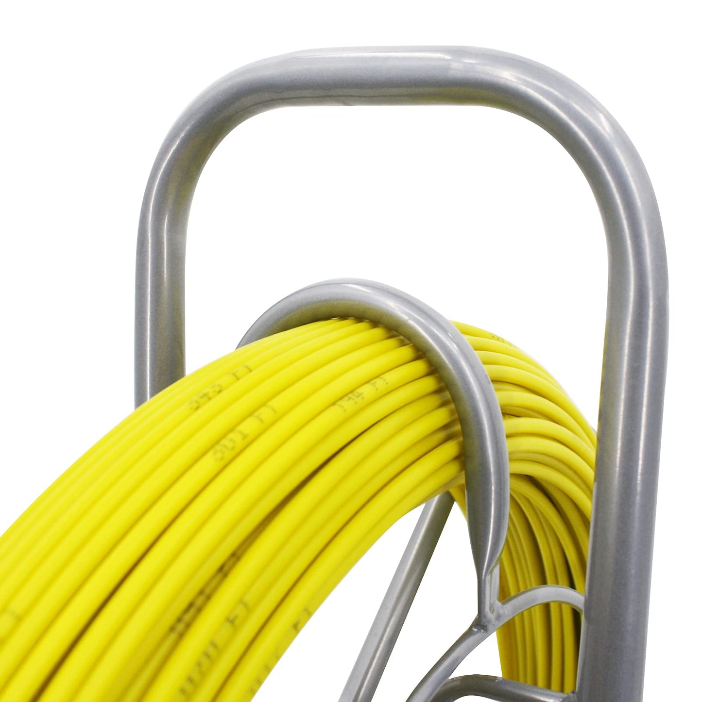 6MM 450 FT Duct Rod Fiberglass Fish Tape Electrical Wire Cable Puller Duct Rodder Fish Tape Puller Wire Cable Running with Cage