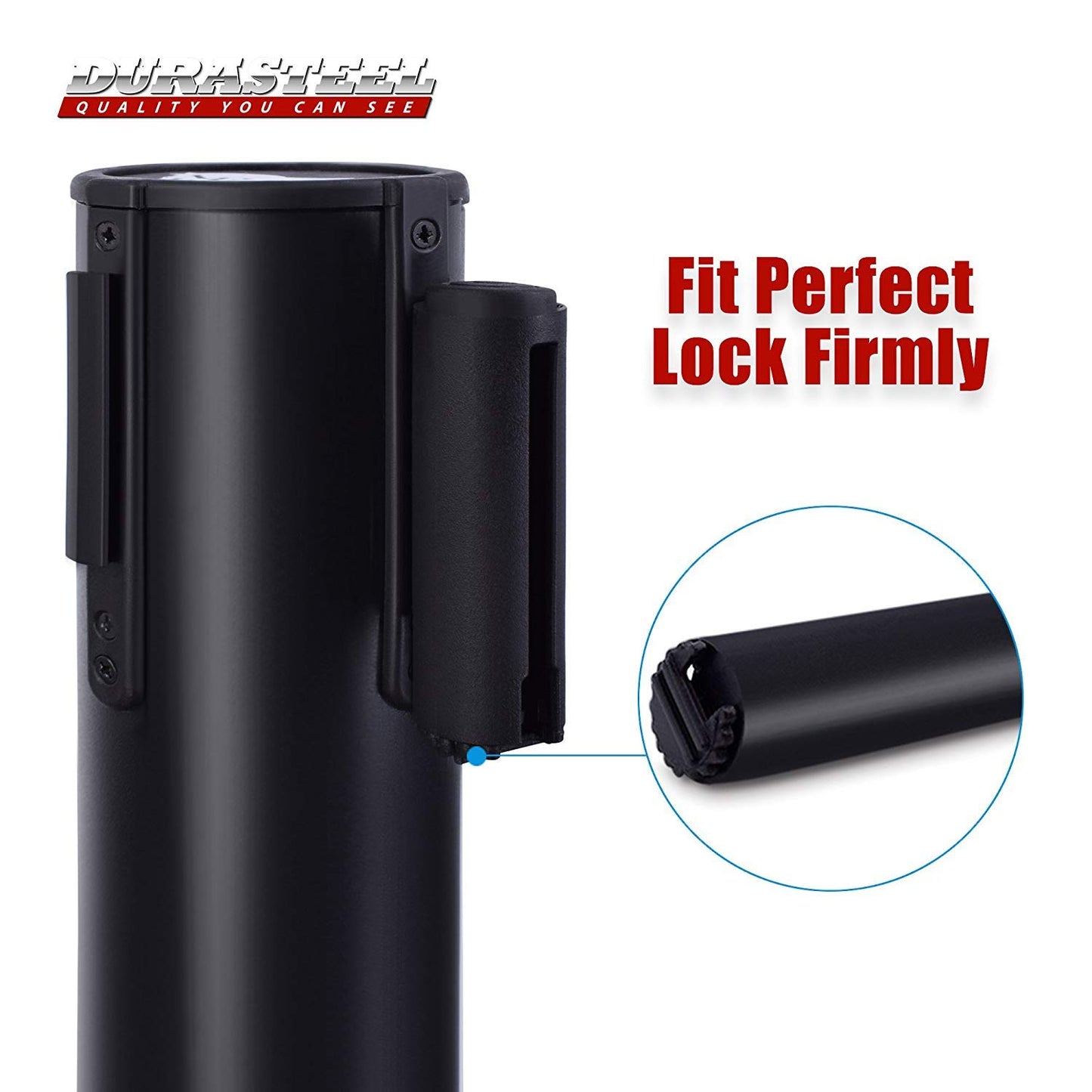 DuraSteel Retractable Belt Stanchion Posts 6-Pack - 6.5ft Crowd Control Barriers - Metal Line Dividers for Restaurants, Banks, Airports, Events - Indoor/Outdoor Queue Rope Barriers