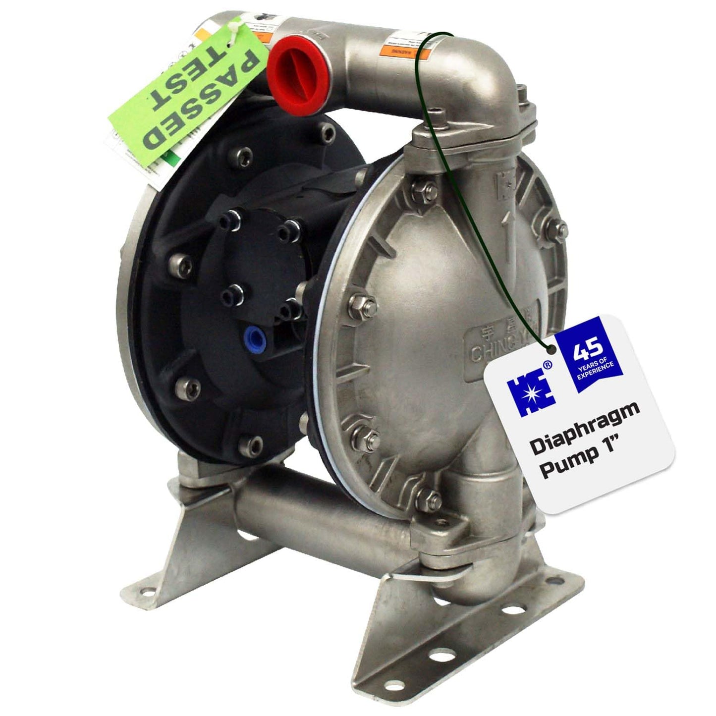 COSMOSTAR D0306 1" Stainless Steel Double Air Diaphragm Pump, Aluminum Body, Teflon Ball, seat and Diaphragm, Pump Muffler, Pump, Chemical Pump, Waste Oil Pump, Pneumatic Oil Pump, Diaphragm Pumps
