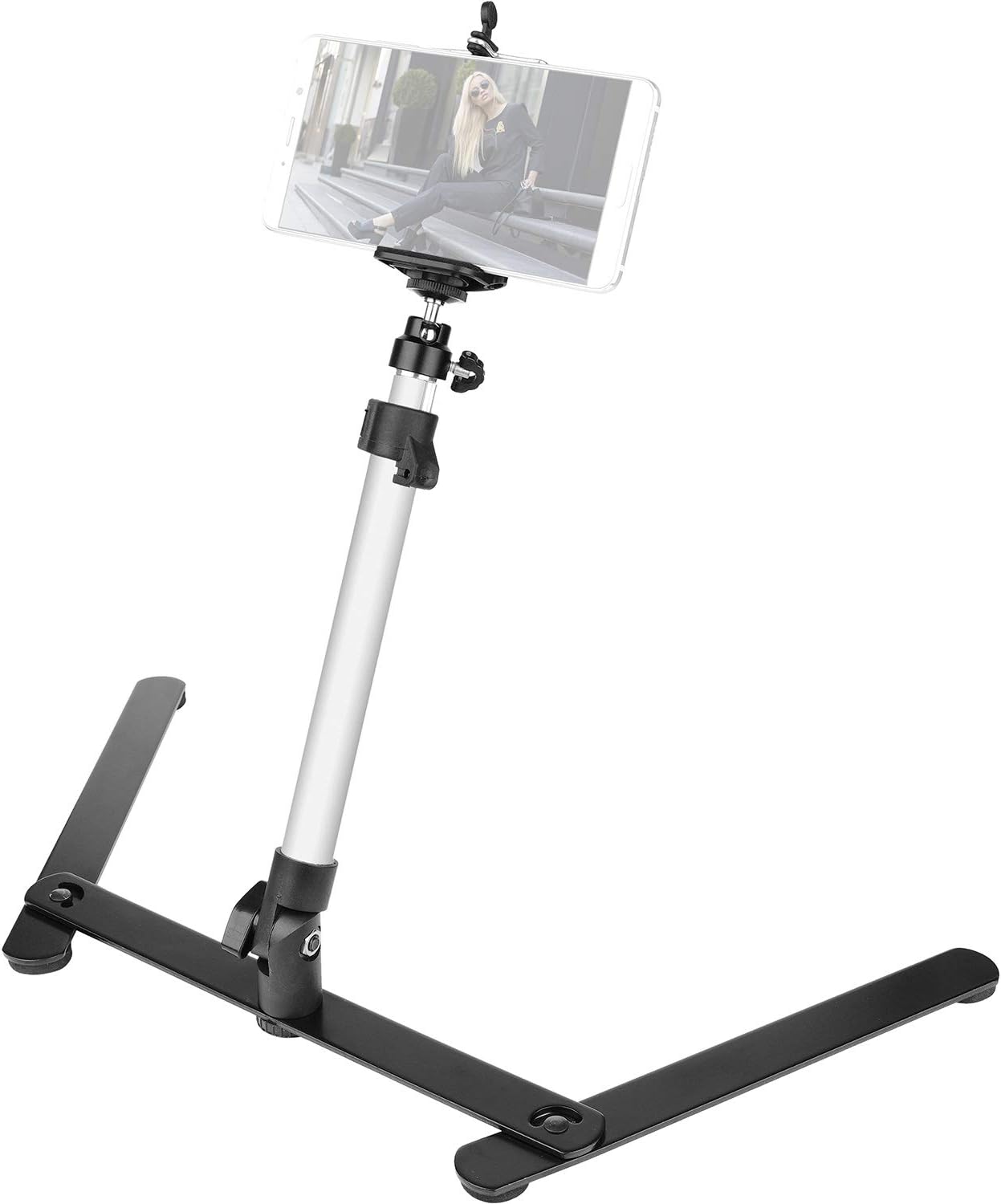 ChromLives Photo Copy Stand Pico Projector Stand with Phone Clamp Overhead Phone Mount Smartphone Compatible Tripod