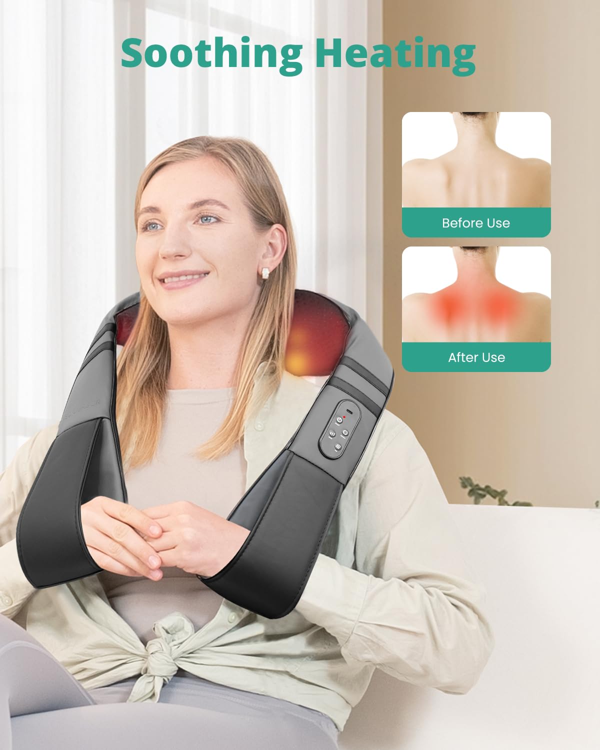 Medcursor Neck Massager with Heat - Deep Tissue Pain Relief, Rechargeable Shiatsu Neck and Shoulder Massager, Ideal Choice for Men, Women, Mom & Dad