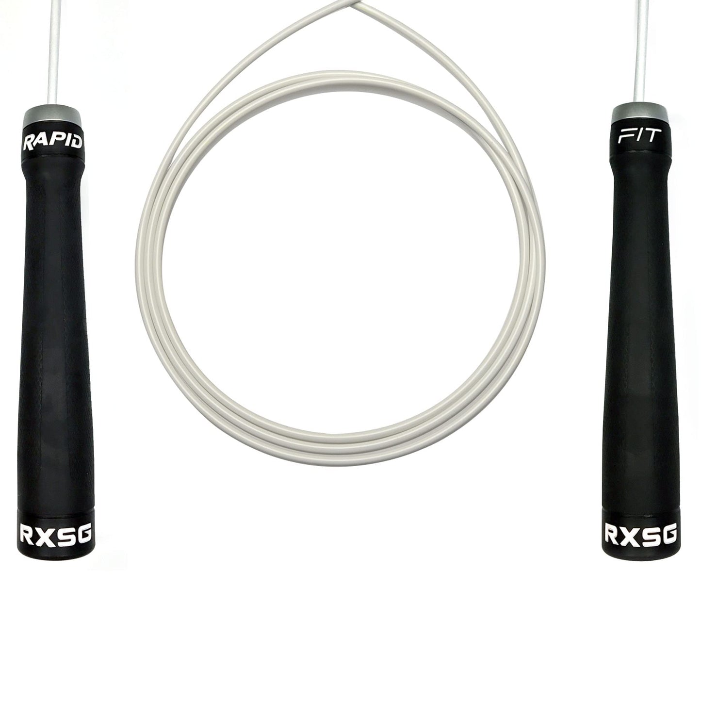 RX Smart Gear RapidFit Jump Rope | Adjustable Jumping Rope w/Ergonomic Dual Bearing Handles, Fitness Skipping Rope for Exercise, Workout, Sports Training, White