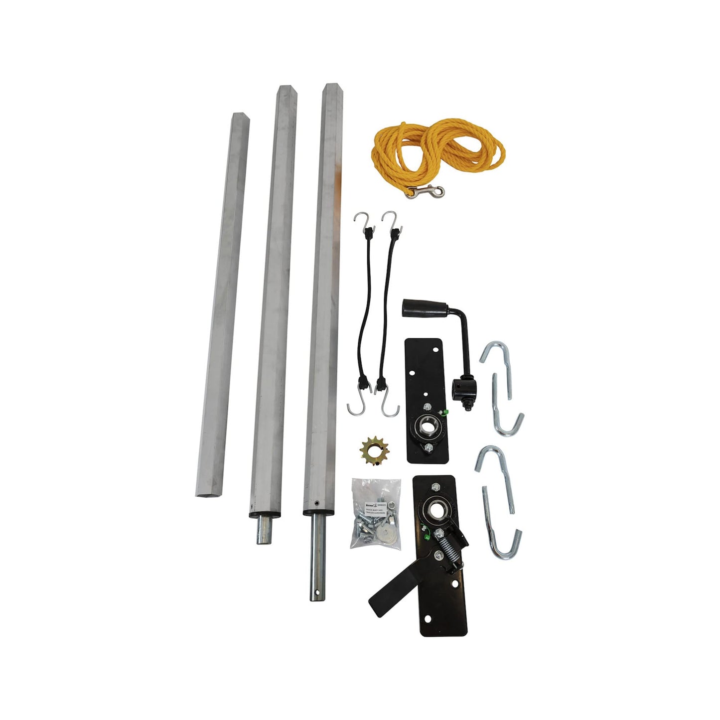 Buyers Products DTR7518 Aluminum Tarp System with Mesh Tarp, 7-1/2 x 18 Feet, Dump Body Tarp Kit, Heavy Duty Double-Stitched Hems, Brass Grommets, Telescoping Roller, Complete Hardware Included