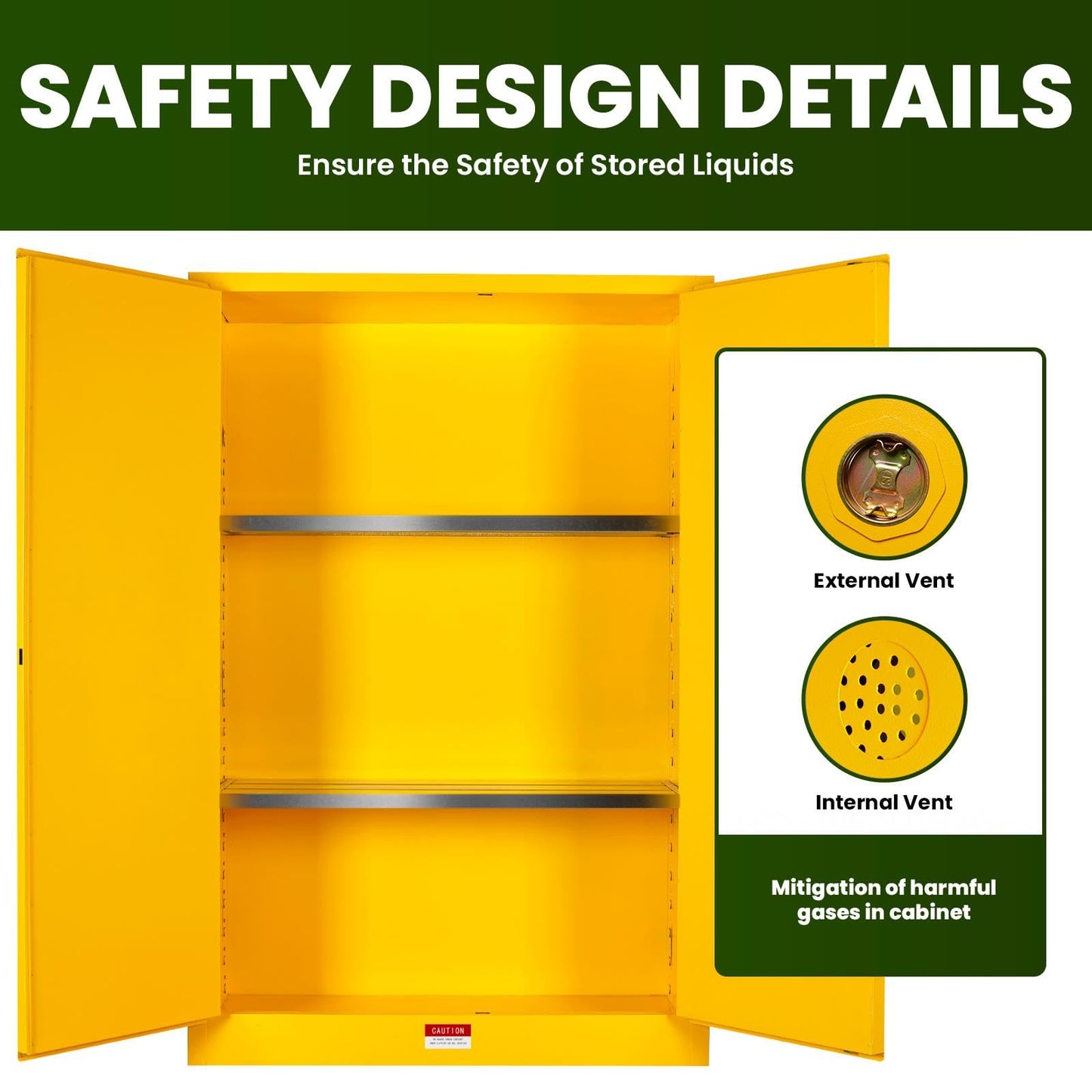 60 Gallon Flammable Storage Cabinet, Fire Cabinet with 3-Point Locking System, Adjustable Shelf Fuel Safety Storage Cabinet, Metal Garage Storage Cabinet for Industrial Commercial and Home Use