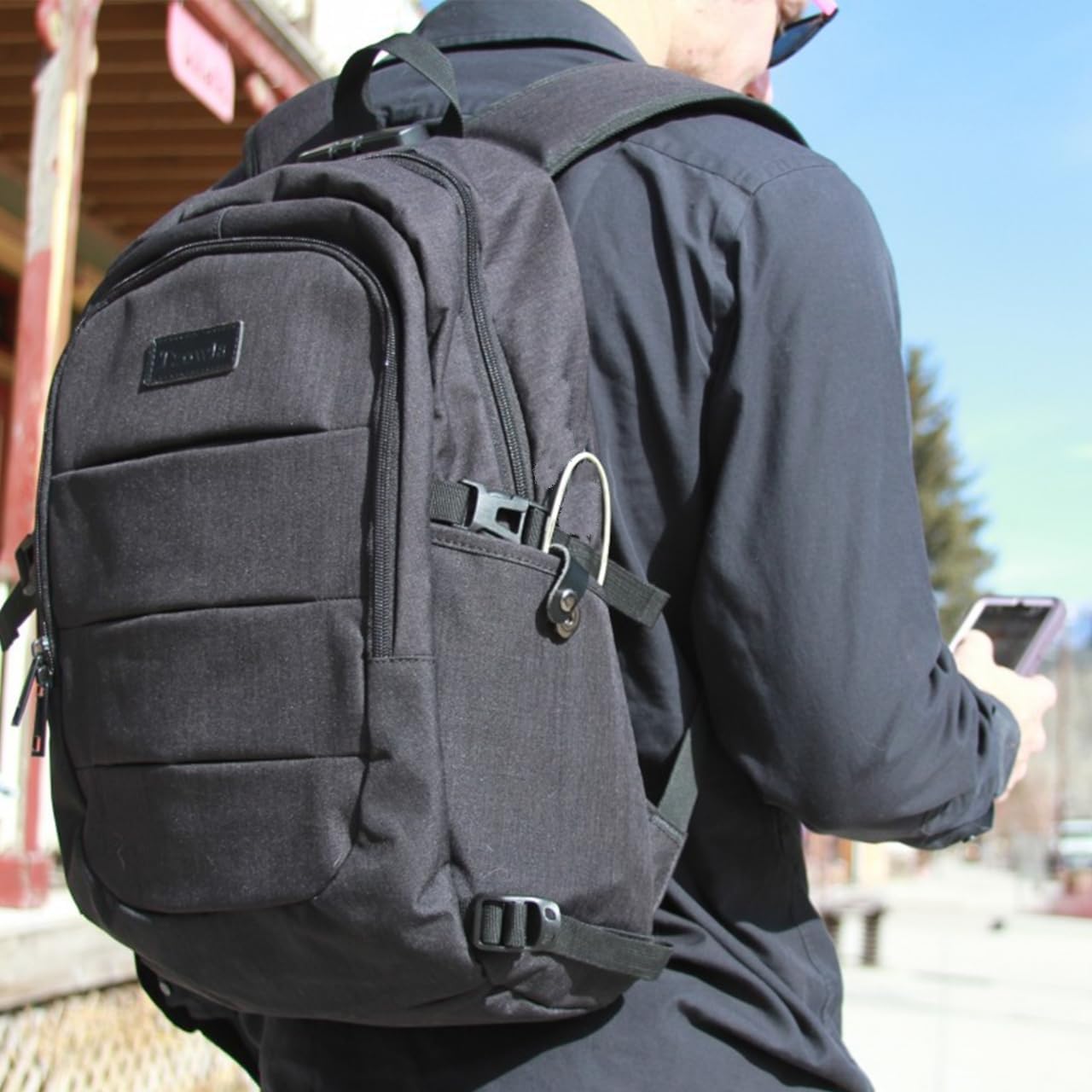 Backpack 15.6 Inch Backpacks Daypack(Black) Tzowla Travel Laptop Water Resistant Anti-Theft Bag with Giant Tumbler