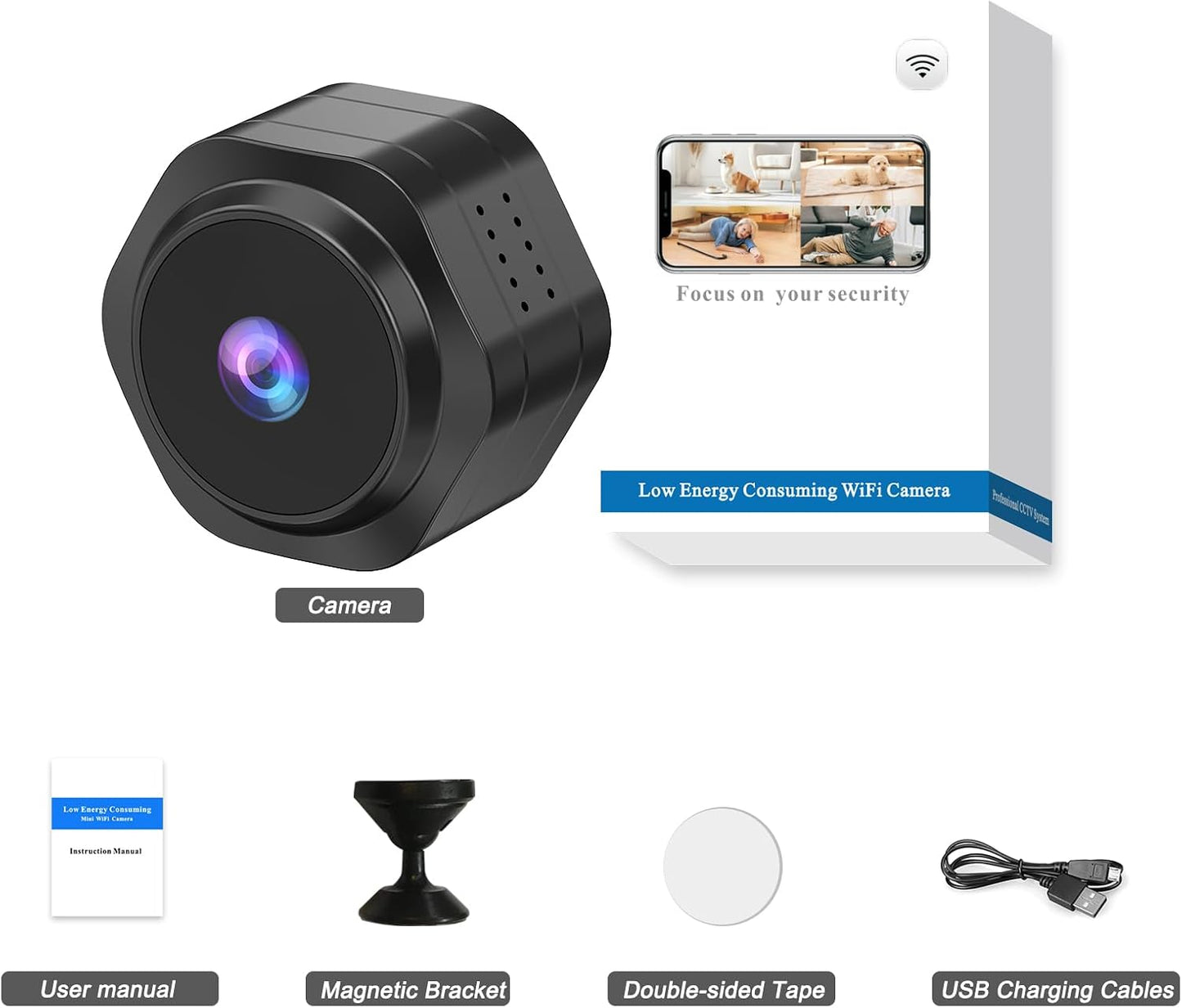Splemin Cam,4K Mini WiFi Hidden Camera,Spy Camera,Small Portable Nanny HD Wireless Security Cameras with Motion