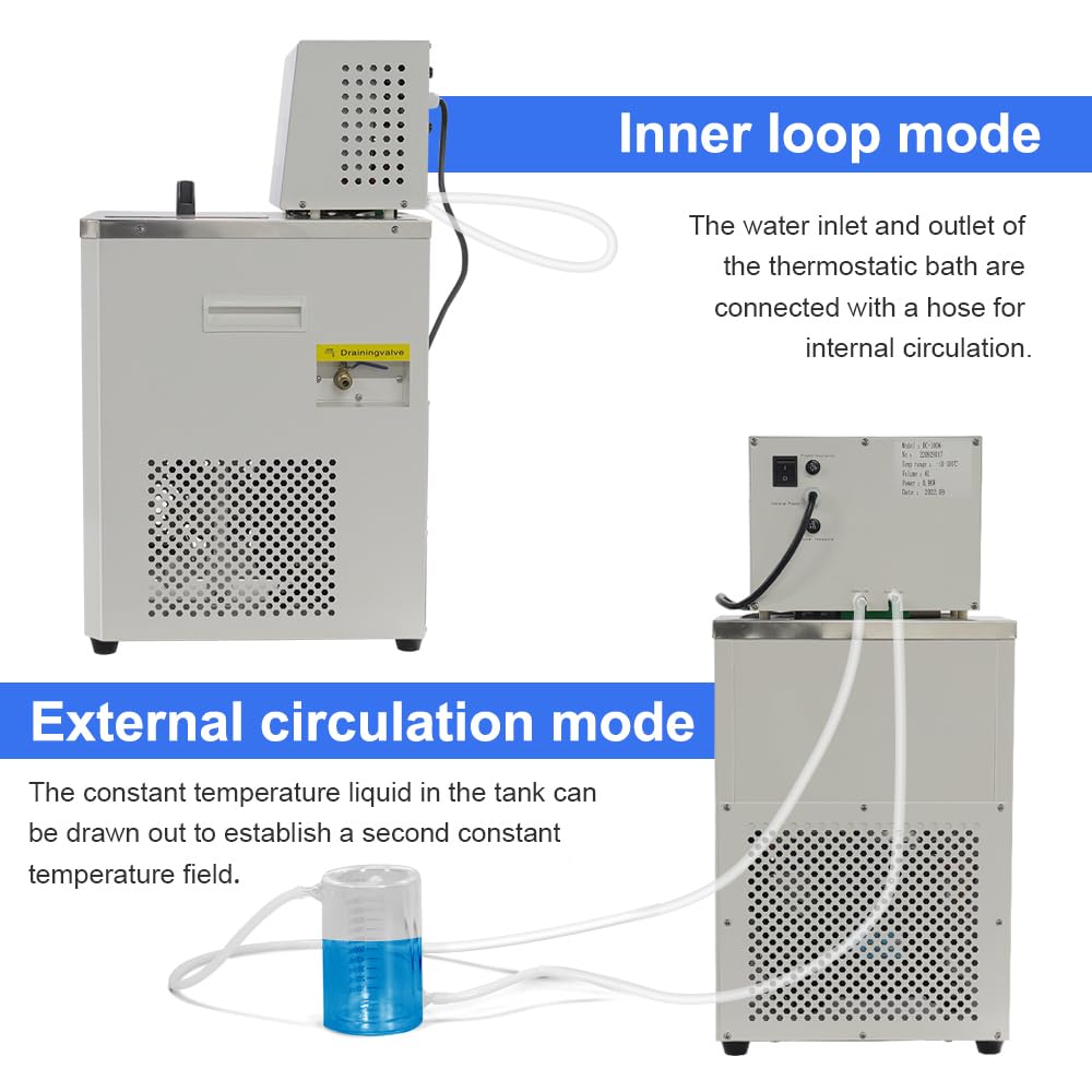 US In Stock -40℃ ~100℃ Laboratory Chiller Circulator 6L Chiller Lab Low Temperature Cooling Liquid Circulator Pump Chiller Lab Recirculating Chiller Water Bath Recirculating Water Cooling Chiller,110V