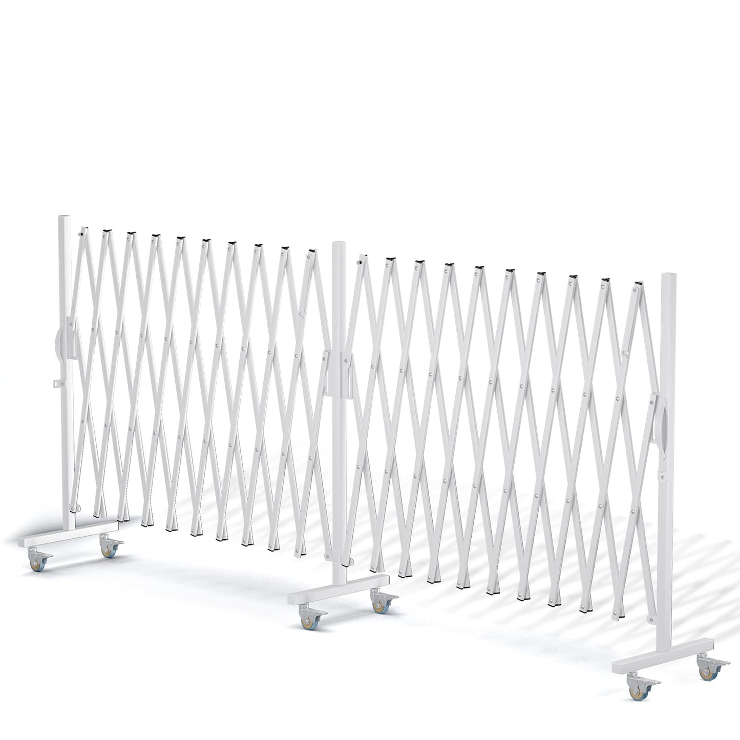 WEWORTH Expandable Barricade Gate,Accordion Garden Yard Outdoor Indoor Portable Folding Security Dog Fence Gates Wall Mount,200" Adjustable Metal Safety Barrier Gate with Casters,White