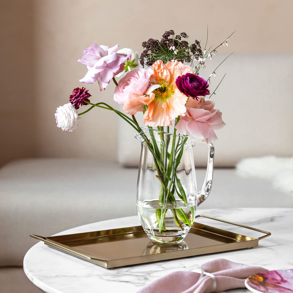 Villeroy & Boch Rose Garden Collection Water/Juice Pitcher, Size: Approx. 9. in, Volume Approx. 34 oz Crystal Glass Decanter, Dishwasher Safe, Carafe for Water, Iced Tea, & Lemonade, Made in Europe