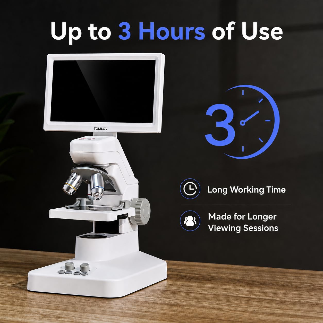TOMLOV DM301 Pro Microscope for Kids Adults Students, Digital Microscope with 7" Screen, USB & HDMI Output, Wireless Biological Educational Science Scope Camera with Slides Kits for Classroom Home Lab