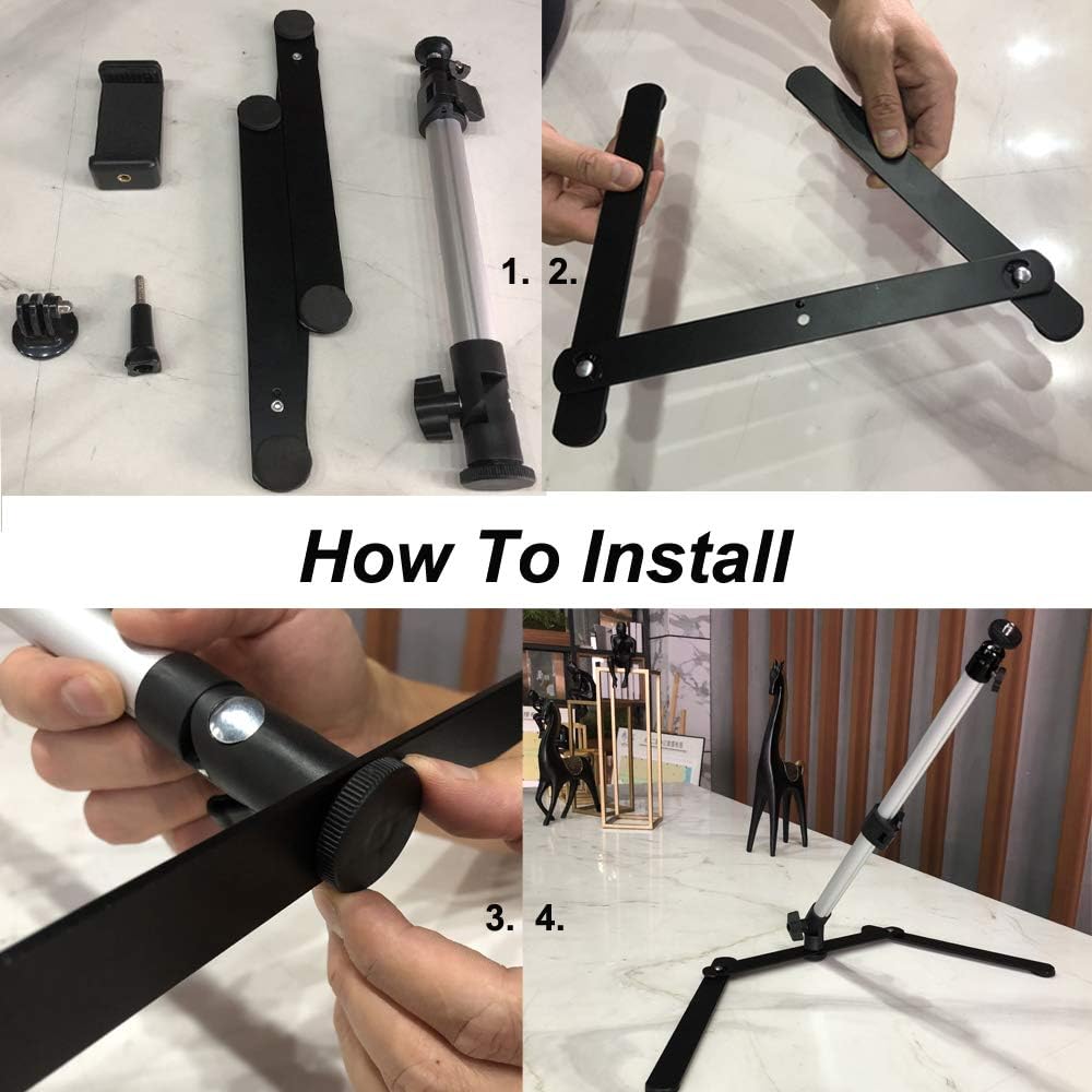 AONTOKY Photo Copy Pico Projector Stand Overhead Phone Mount Adjustable Tabletop Teaching Online Stand for Live