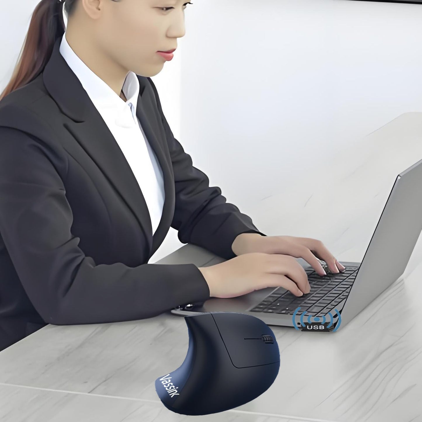 Vassink C(2 1) 800/1200/1600 6 2.4GHz Ergonomic WirelessMouse, USB A+Type in Connection, DPI, Silent Buttons, Carpal