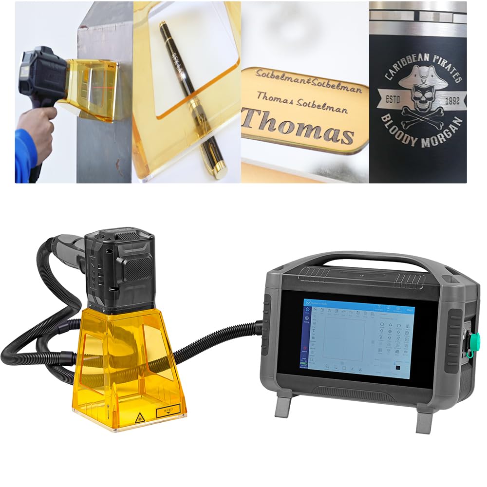 Fiber Laser Engraver Handheld Laser Marking Machine 30W Portable Laser Marker 100mm Logo Printing for Metal 110/220V Laser Engraving Machine for QR Text,Nameplate Laser Class II,Output Power 0.874mW
