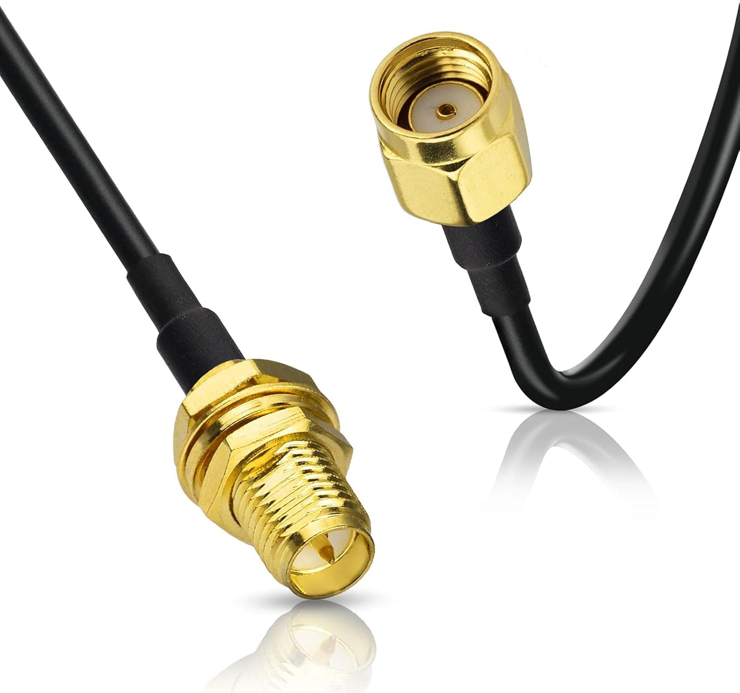 2-Pack RG174 3m 10 Bingfu WiFi Antenna Extension Cable RP-SMA Male to RP-SMA Female Bulkhead Mount Cable feet for WiFi