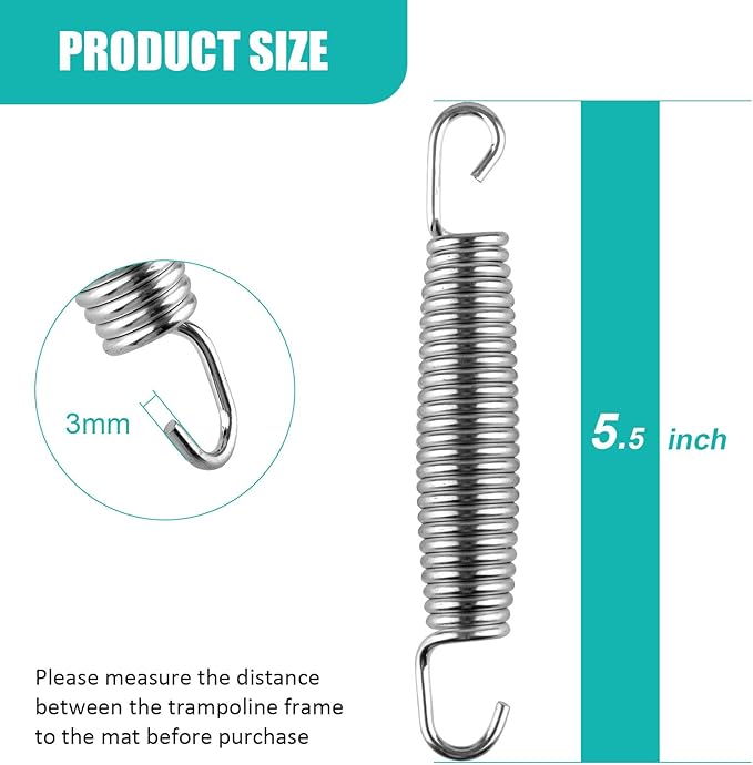 Heavy Duty Trampoline Springs 5.5inch for Trampolines, Stainless Steel Trampolin Replacement Springs 12pcs