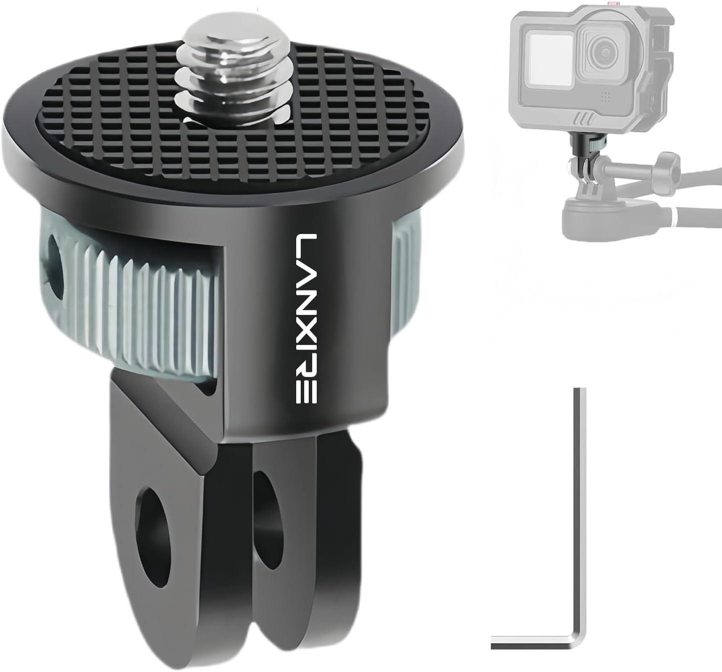 LANXIRE 1/4" 13/12, Insta360 X4/X3, 3, Laxnire Action Camera Mount Adapter with Screw, Aluminum Alloy Camera Tripod
