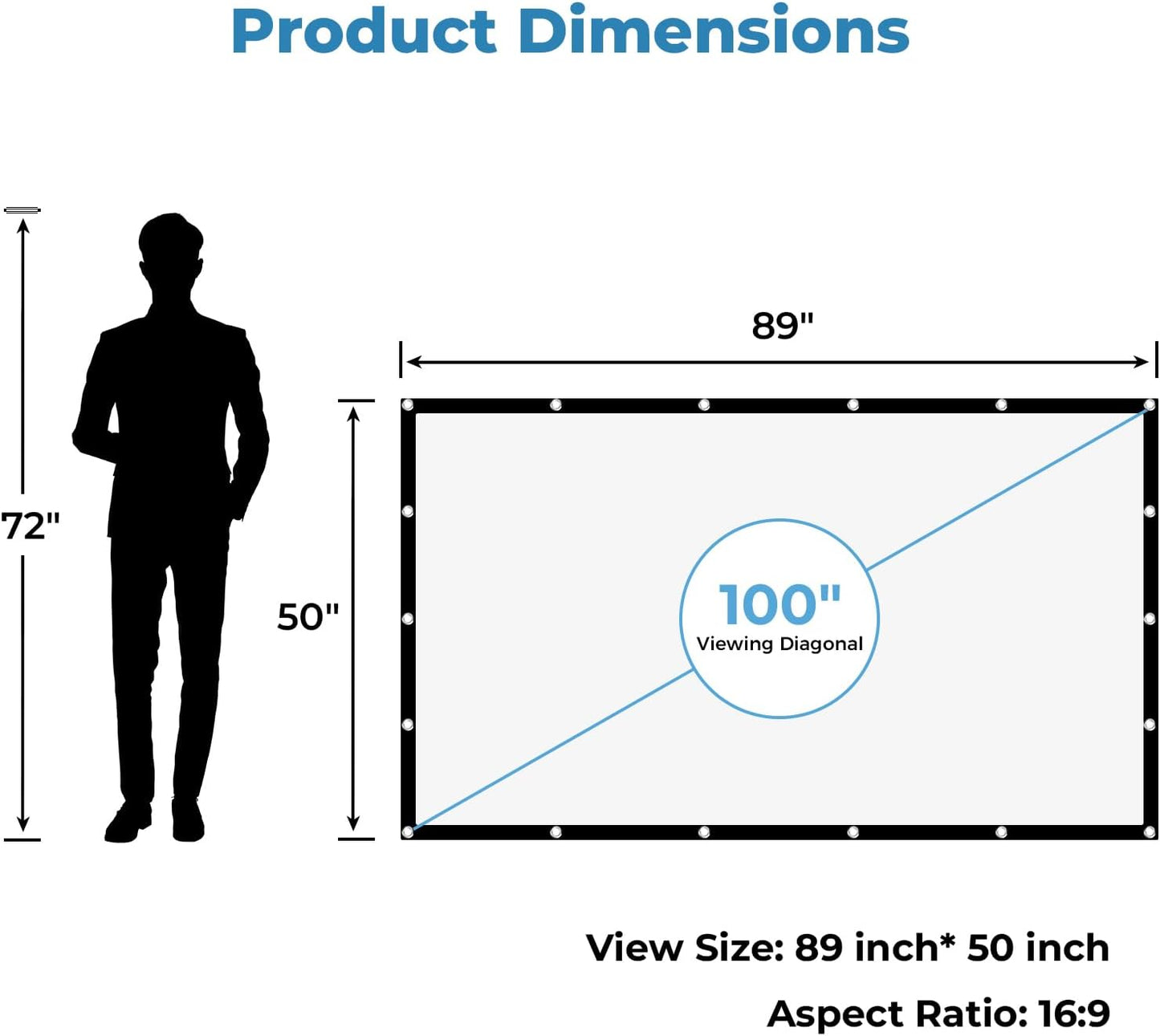 KOGATA 100 Inch: Outdoor Projector Screen with Stand Portable Projection Screen for Outside Theater Home Backyard