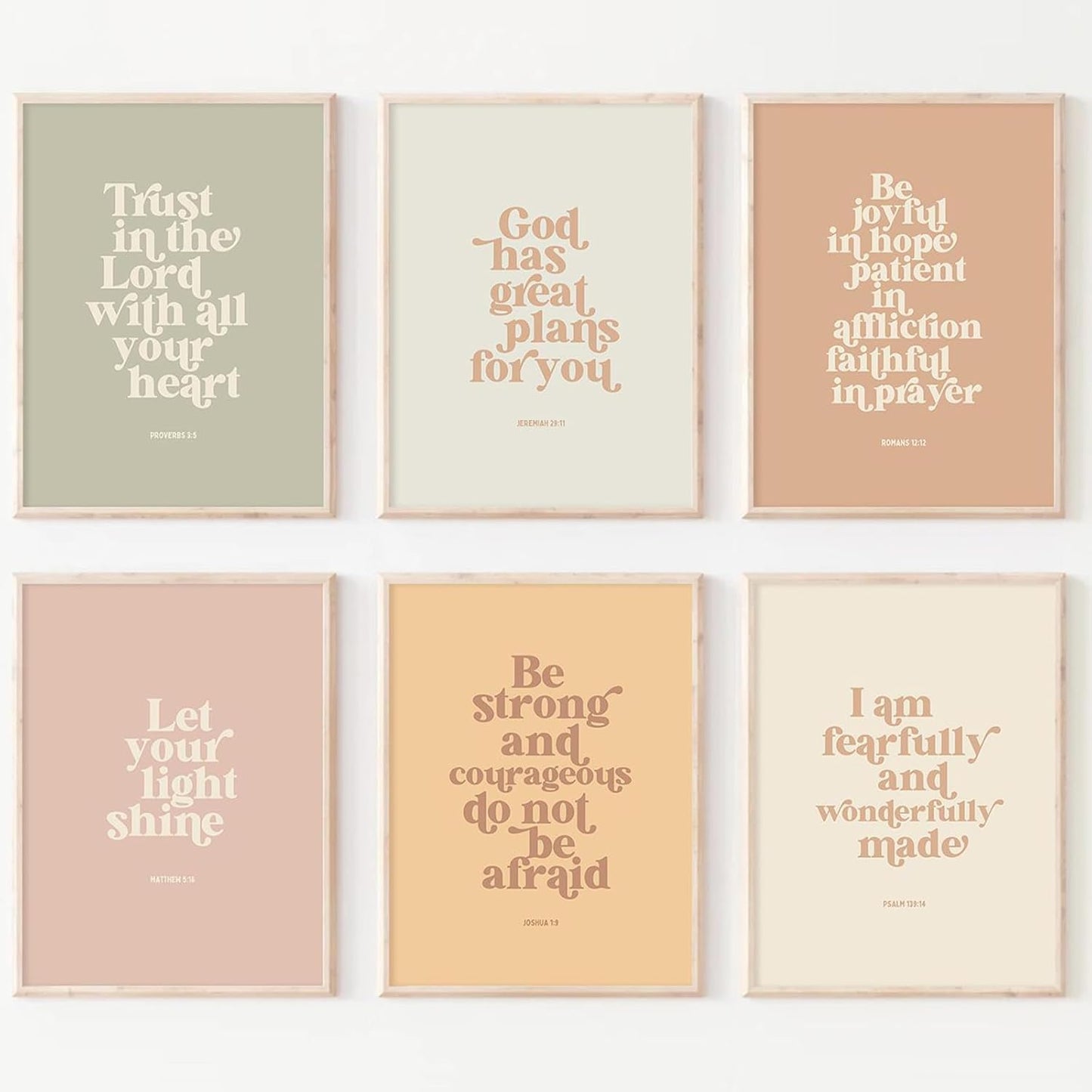 Regine Switzerland Bible Verse Wall Art - Inspirational Christian Canvas Prints | 8x10 Inch Unframed Set of 6