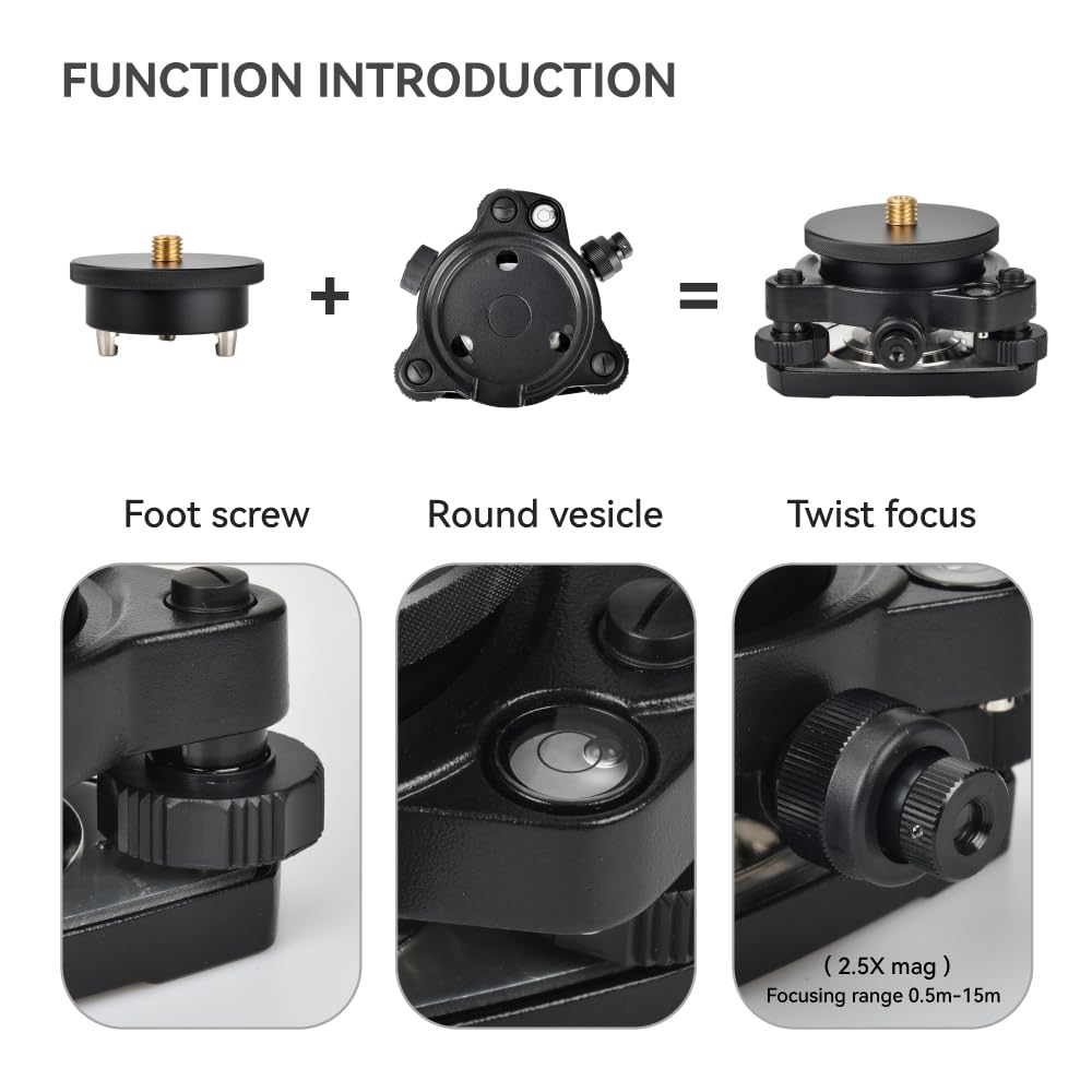 SingularXYZ Universal Tribrach/Base for GPS RTK and Total Station Prisms, Black Aluminum Alloy Construction, Durable, 5/8" x 11 Thread for Surveying Equipment