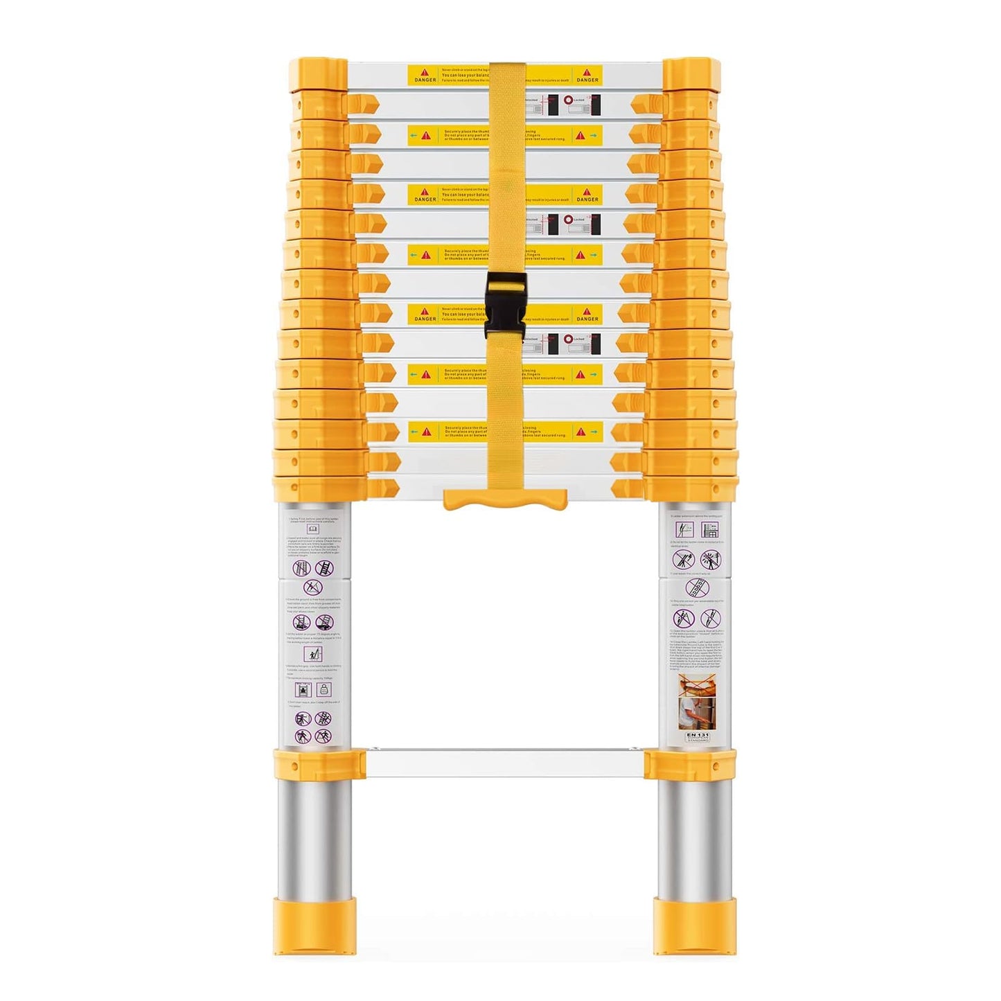 Telescoping Ladder, 15.5FT Aluminum Collapsible Ladder w/Non-Slip Feet, Telescopic Ladders Heavy Duty Ladder for Household, Outdoor Work 330 lbs Load