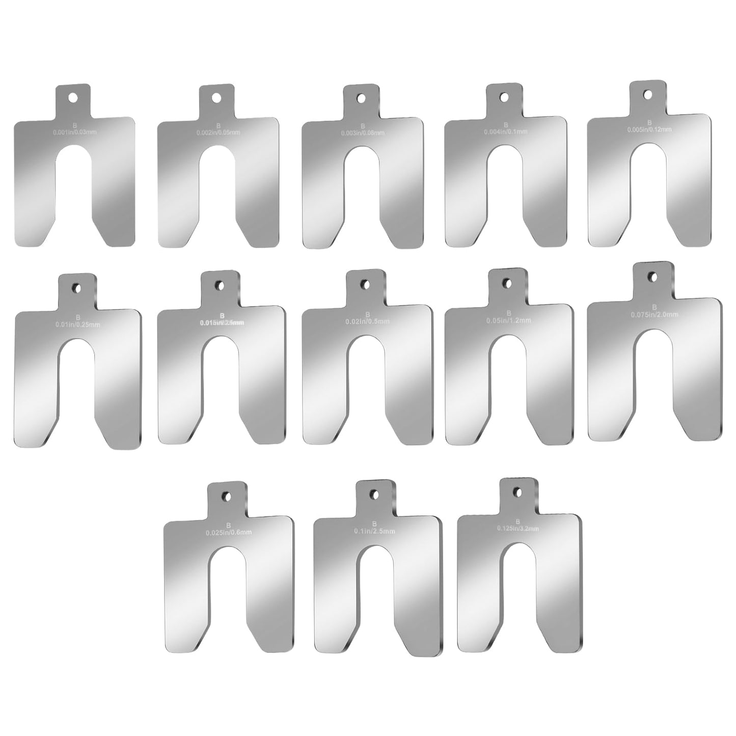 130 PCS Size B 3" x 3" Slotted Shims Kit, 304 Stainless Steel Slotted Shim Kit with Storage Box, Precision Laser-Cut Alignment Metal Shims for Leveling Machinist Tools