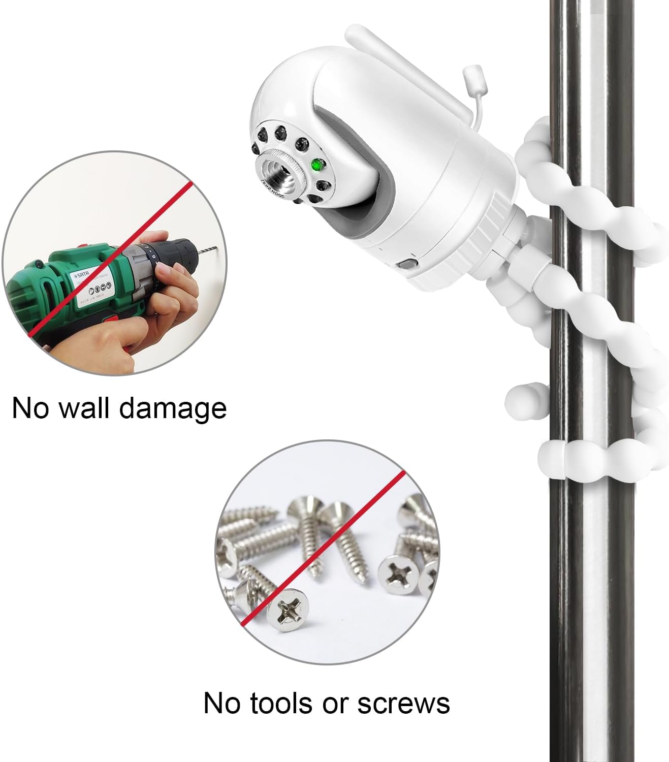 AISVAN DXR-8 DXR-8 Baby Monitor Mount, Tripod Camera Holder for Infant Optics and Pro, Flexible Crib Mount, White