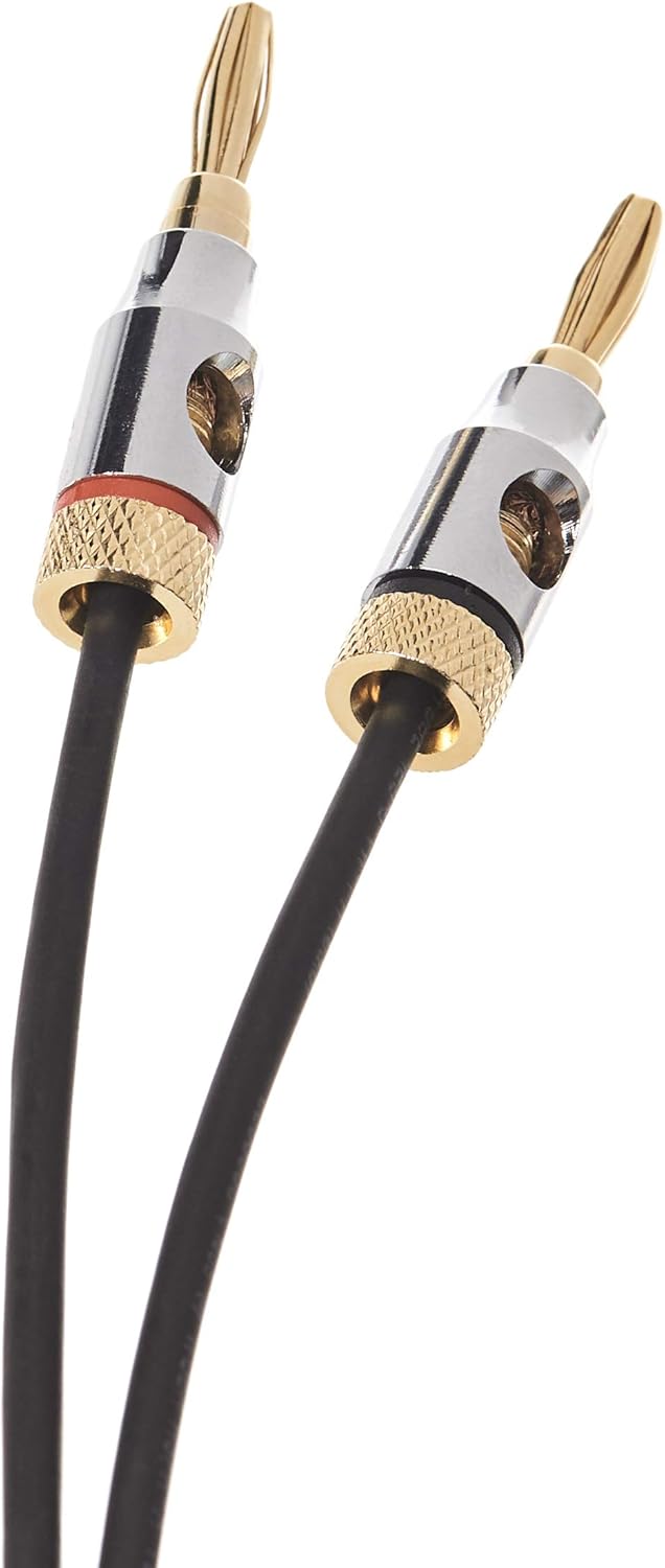 16AWG CL2 (4mm), 6 Amazon Basics Banana Plug Speaker Cable Wire, Rated for In-Wall Use, Gold-Plated Banana-Tip Plugs