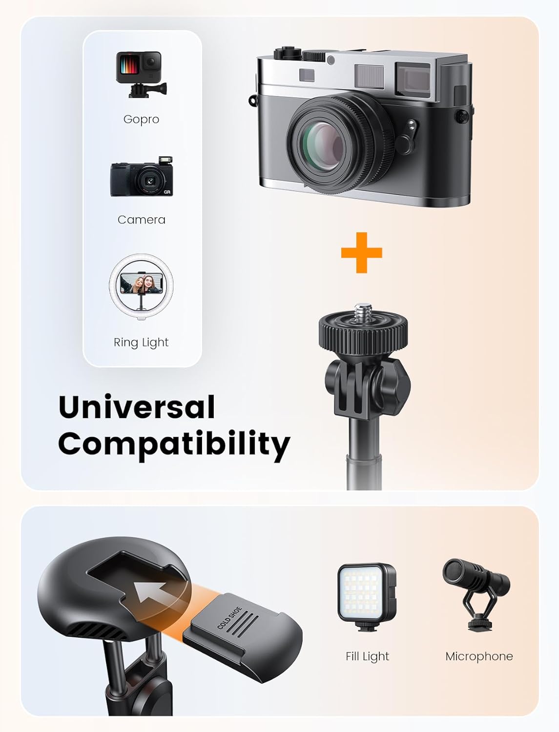 ANXRE 71" NT79 1/4" Phone Tripod, Extendable Selfie Stick with Camera Mount for Cell PhoneCamera, Phone Tripod Stand