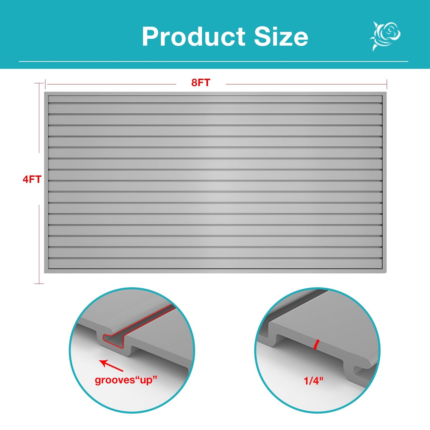 NeatiEase Slatwall Panel Wall Storage Systems, 4 x 8ft Slat Wall Paneling Garage Wall Organizer, Heavy Duty Wall Mounted PVC Wall Rack (Gray)