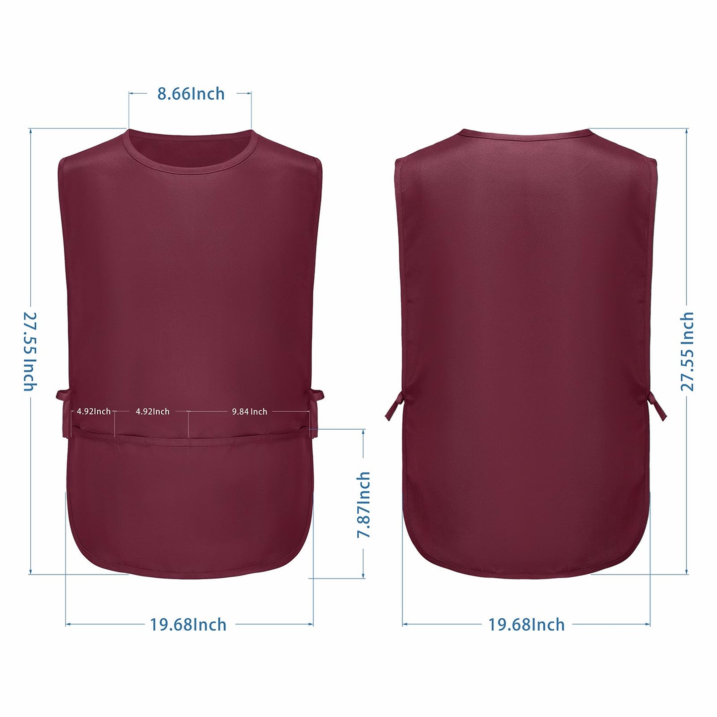 BOHARERS Smock Cobbler Apron for Women men-with Side Ties and 3 Pockets for Chef kitchen,Cleaning,Hairstylist