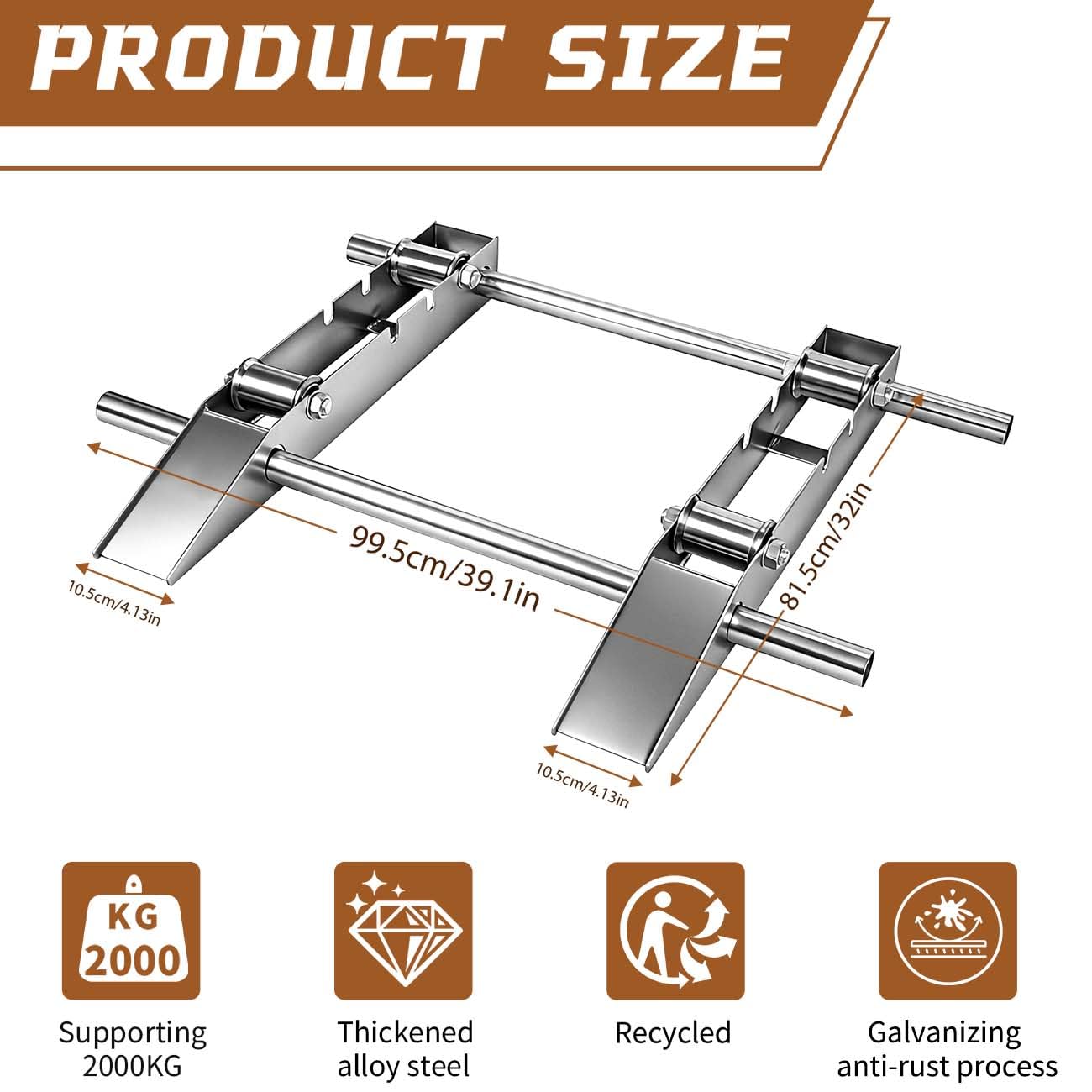 Hot-dip Galvanized Cable Drum Roller, Heavy Duty Reel Dispenser, Industrial Grade Cable Roller Stand Holder, Double Rail Drum Unwinder for Reels up to 39" Width, 2-Ton Capacity Steel Wire Dispenser