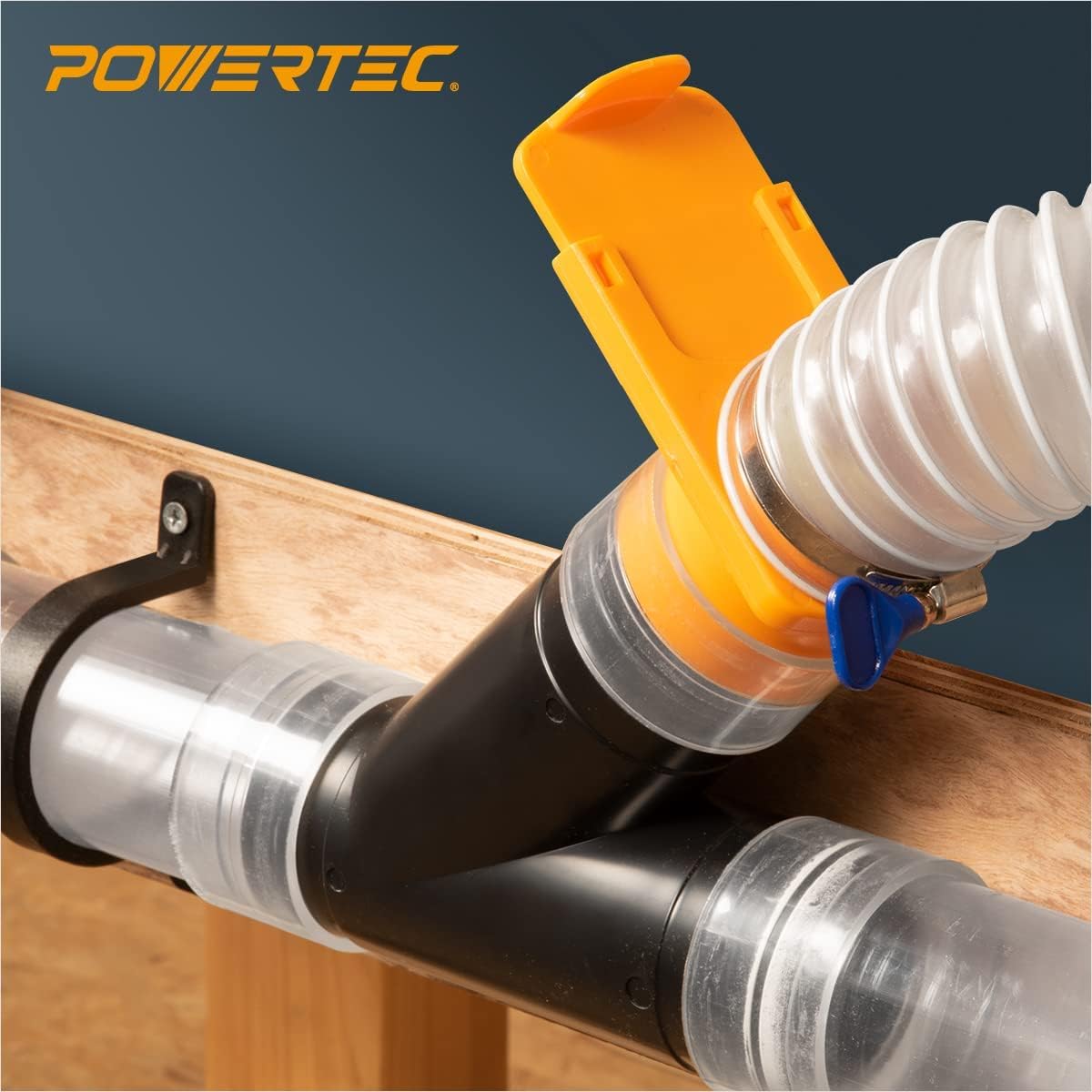 POWERTEC 4" x 20' Dust Collection Hose with Cone Reducer and Fittings Kit for Table Saw, Band Saw, Planer, Jointer, Woodworking and Wood Shop Dust Collection System (70430)