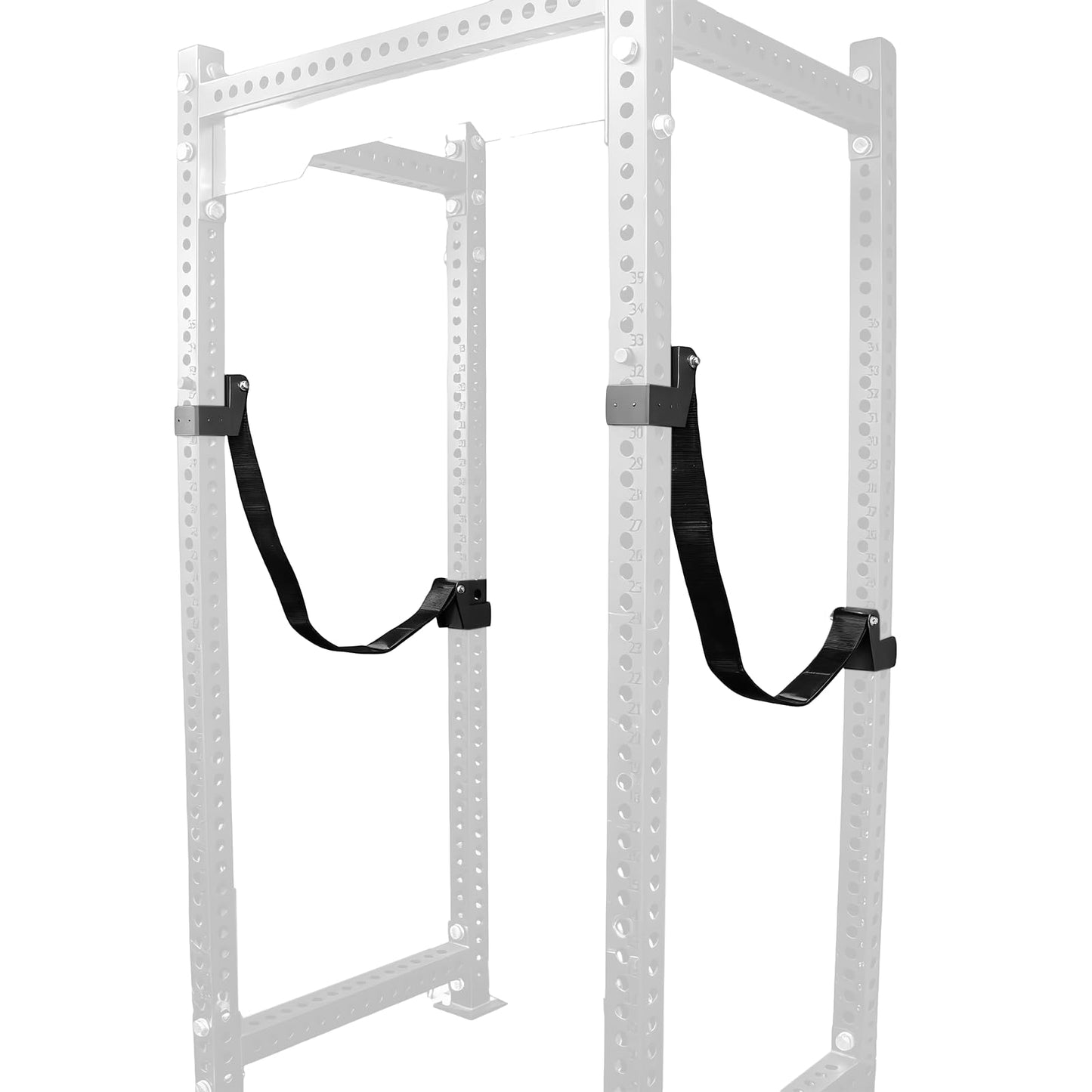 Power Rack Attachments Safety Straps Squat Rack Attachments Fit 3x3 Power Rack for Row Deadlift Bench Press Hip Thrust Chest Press and More (Black, 2"x2" Column,1" Aperture,Straps Length 3.94FT)
