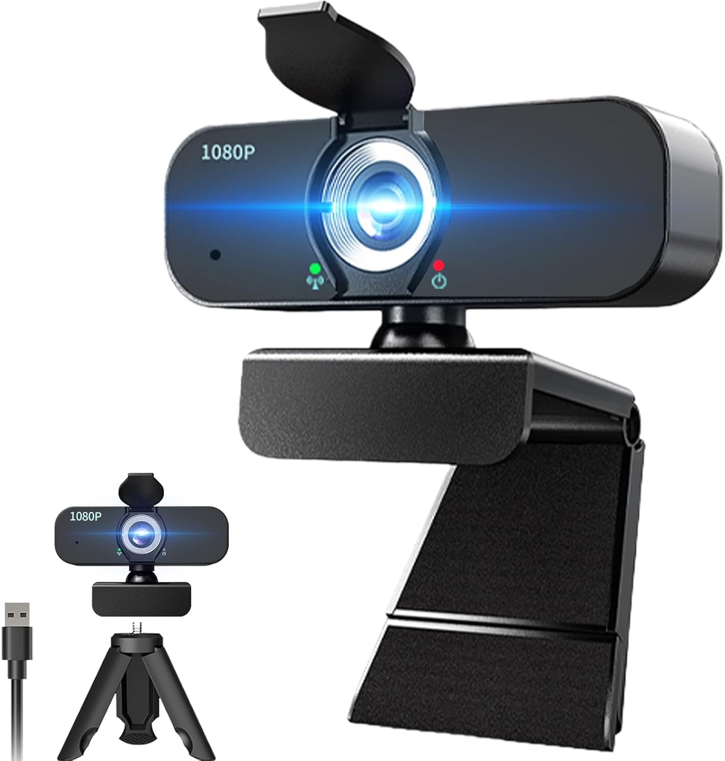 Lusinx 1080P Webcam for Computer/Laptop/Desktop/PC, External Camera with Microphone, USB Plug&Play, Auto Low Light