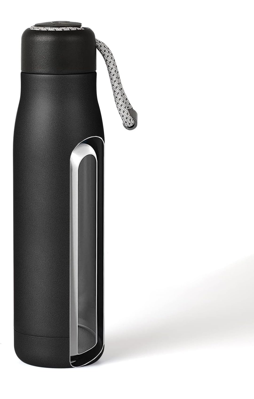 Dusgut Water Bottle with Portable Lid Metal Thermos Vacuum Insulated Stainless Steel | Reusable Leak Proof BPA-Free Flask | 17oz, Black