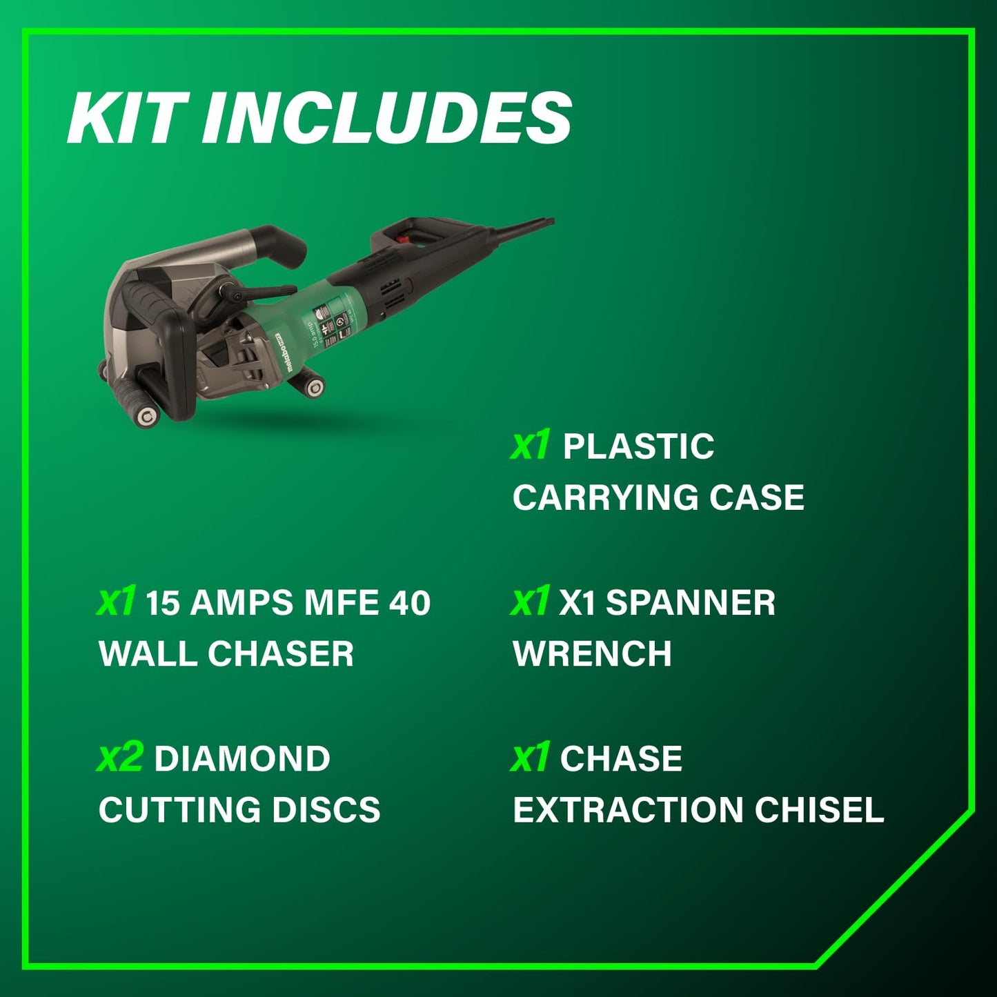 Metabo HPT MFE 40 Wall Chaser For Concrete, 5-Inch Cutting Disc, 15 Amps, High-Power Drive System, Tacho-Constamatic Electronics, Dust Protection, Torque Limiting Clutch, Made in Germany, 646040620