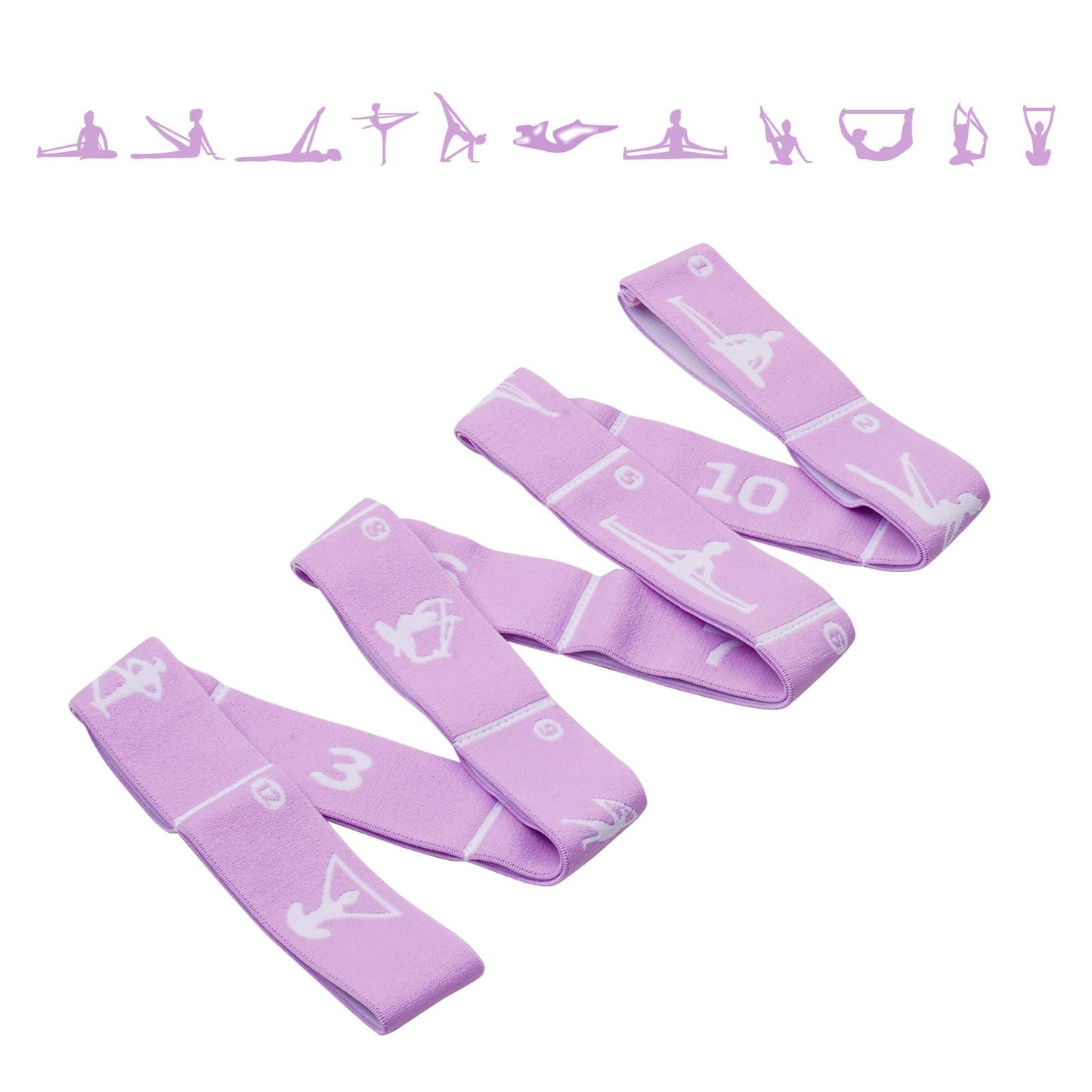12 Loops Extra Long Yoga Stretching Band for Adults and Tall People, Adjustable Elastic Strap for Full Body Deep Stretch, Home Pilates, Ballet, Dance, Physical Therapy, Flexibility Training (Purple)