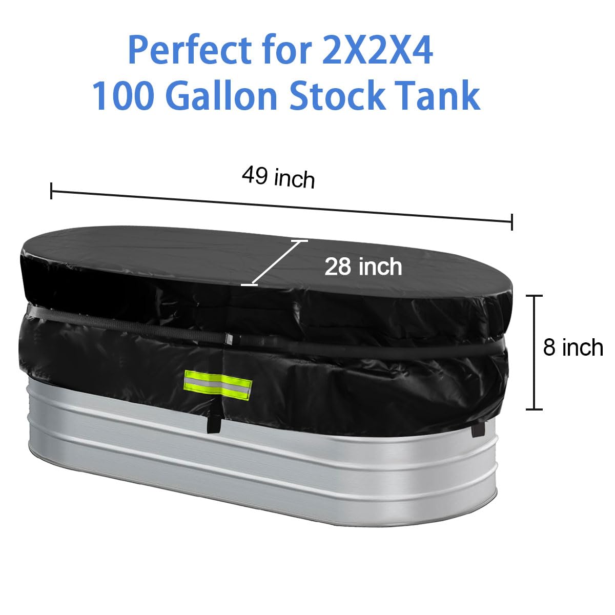 Gecic Horse Trough Cold Plunge Tub Cover, 2 x 2 x 4'' Stock Tank Cover for Horse Trough 4Ft Insulated Cold Plunge Ice Bath Tub Livestock Covers Stock Tank Pool Liner Hot Tub Kit Water Proof Oval
