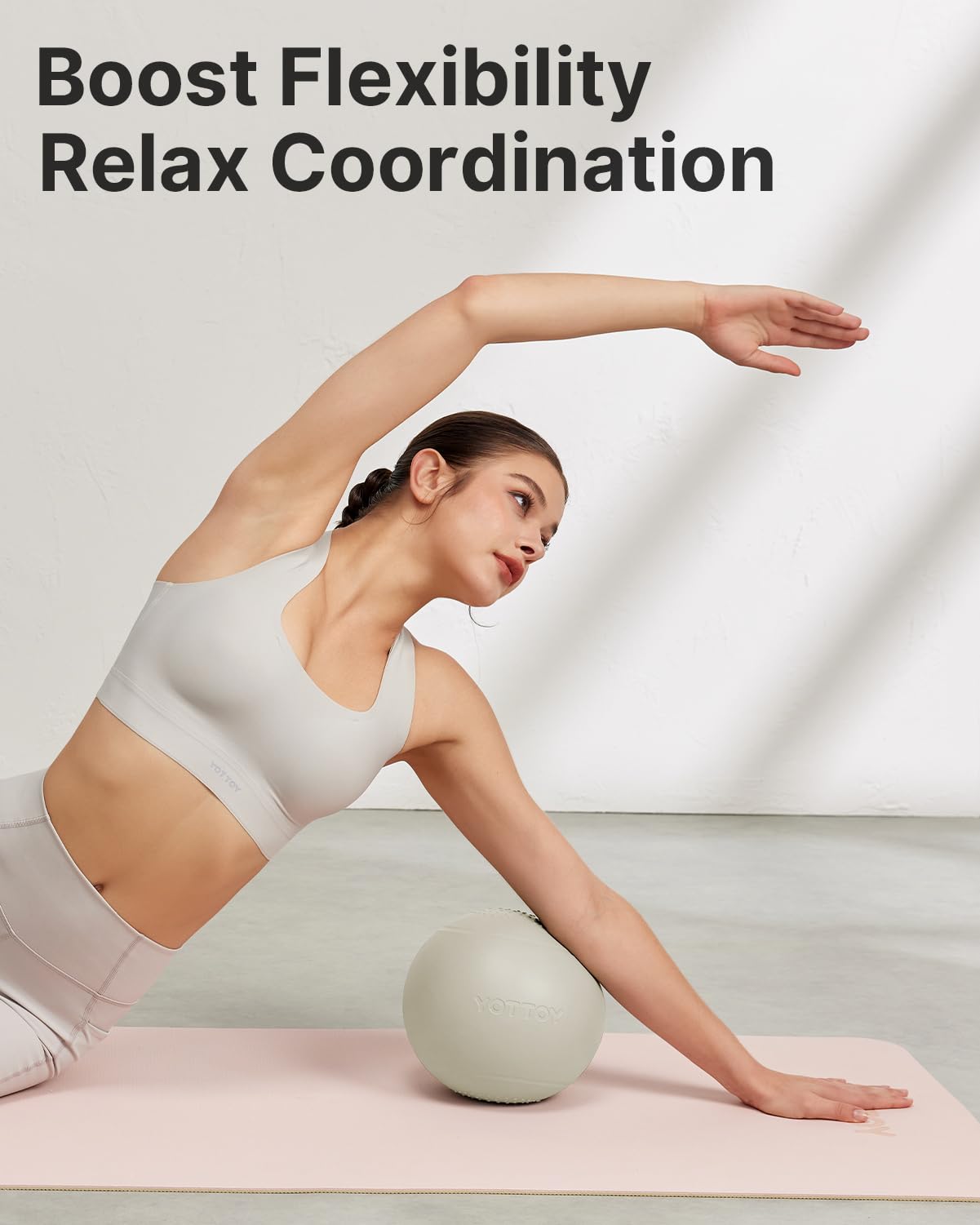 YOTTOY Small Exercise Ball，9-inch Pilates Ball with Anti-Burst Technology for Stability, Ideal for Yoga, Pilates, Physical Therapy & Home Workouts (White)