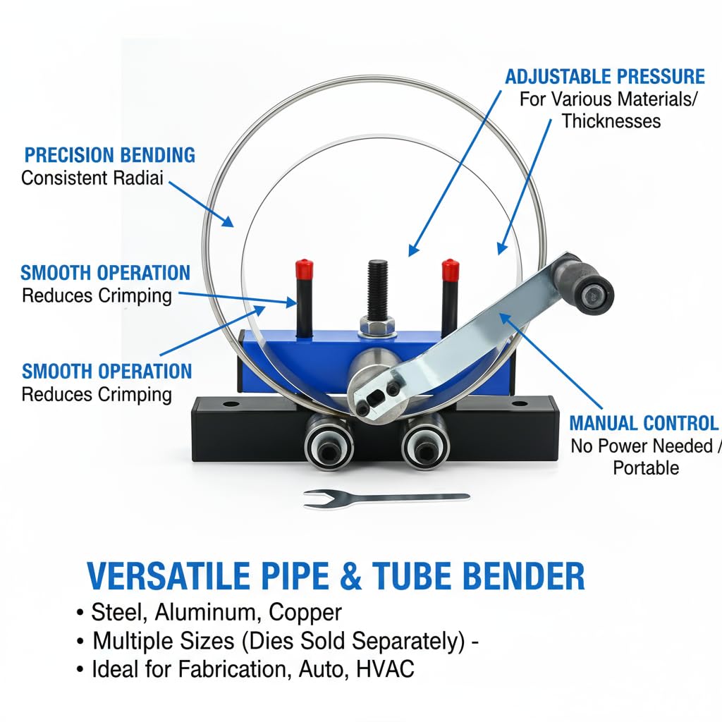 Manual Roller Bender For Steel Plate and Sheet Metal - Tube Bender, Rebar Bender, Fender Roller Tool, Screen Roller Tool, Rolling Machine - Ideal for Industrial, DIY, and Home Decoration Projects